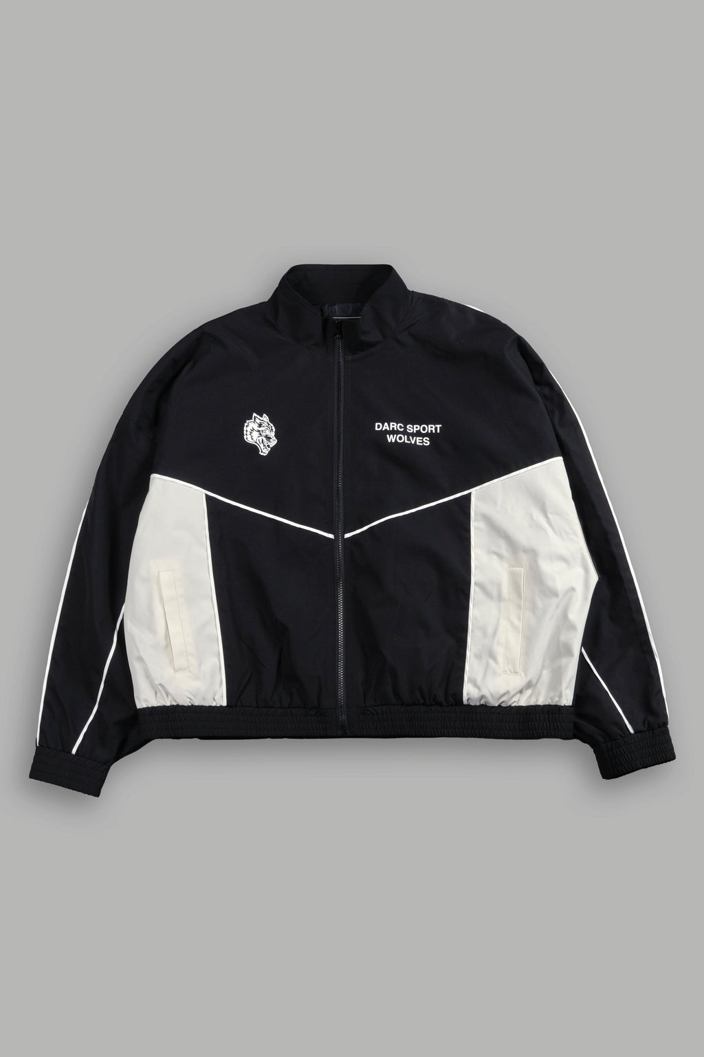 Darc Sport Wolves Unisex Pyramid Quinn Track Jacket in Black/Sand — imagem 1