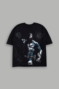 Punisher Grunge Mid-Length Raw Hem Tee in Black