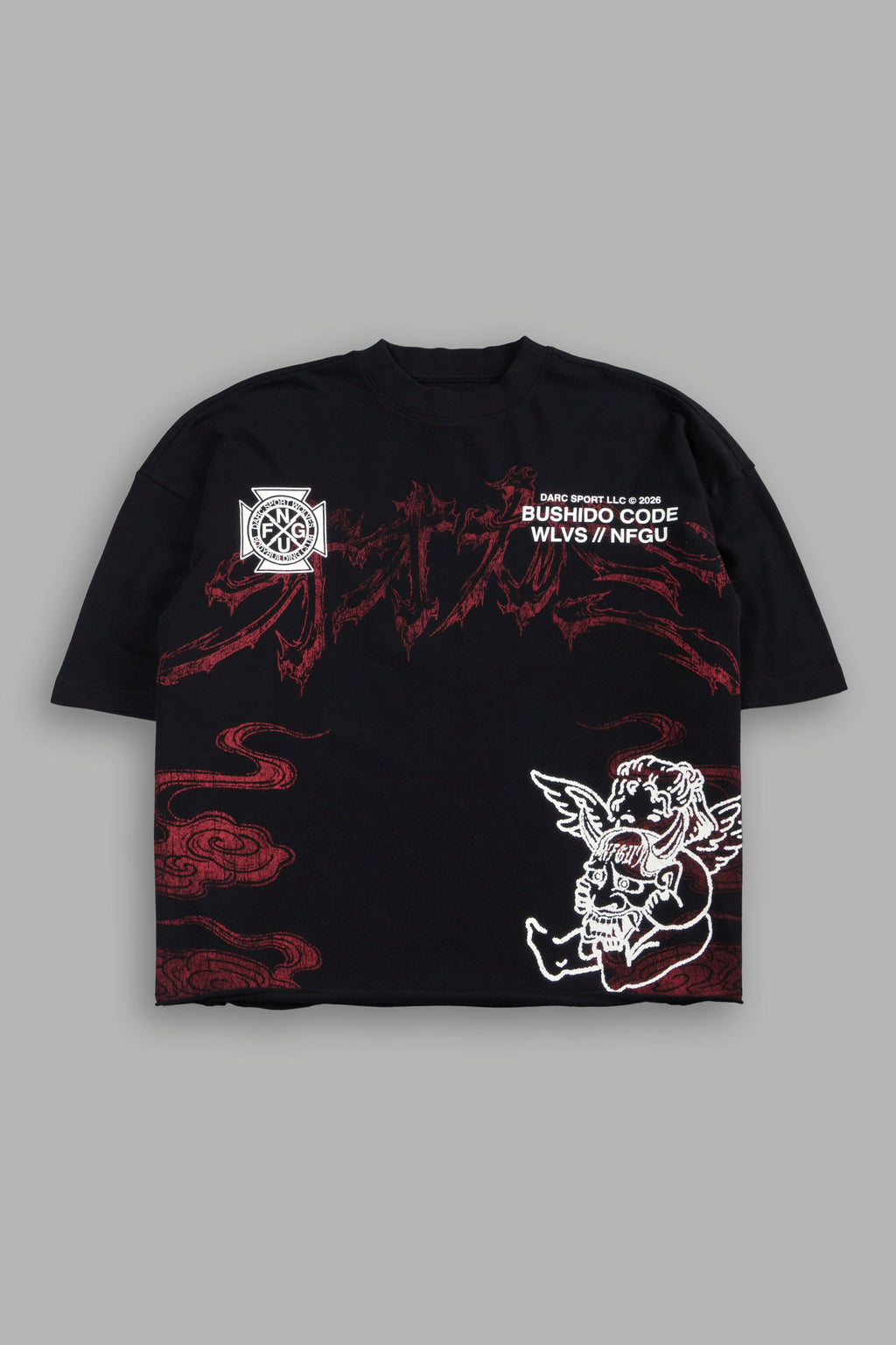 Gates Inferno Premium Raw Hem Box Cut Tee in Black — imagem 3