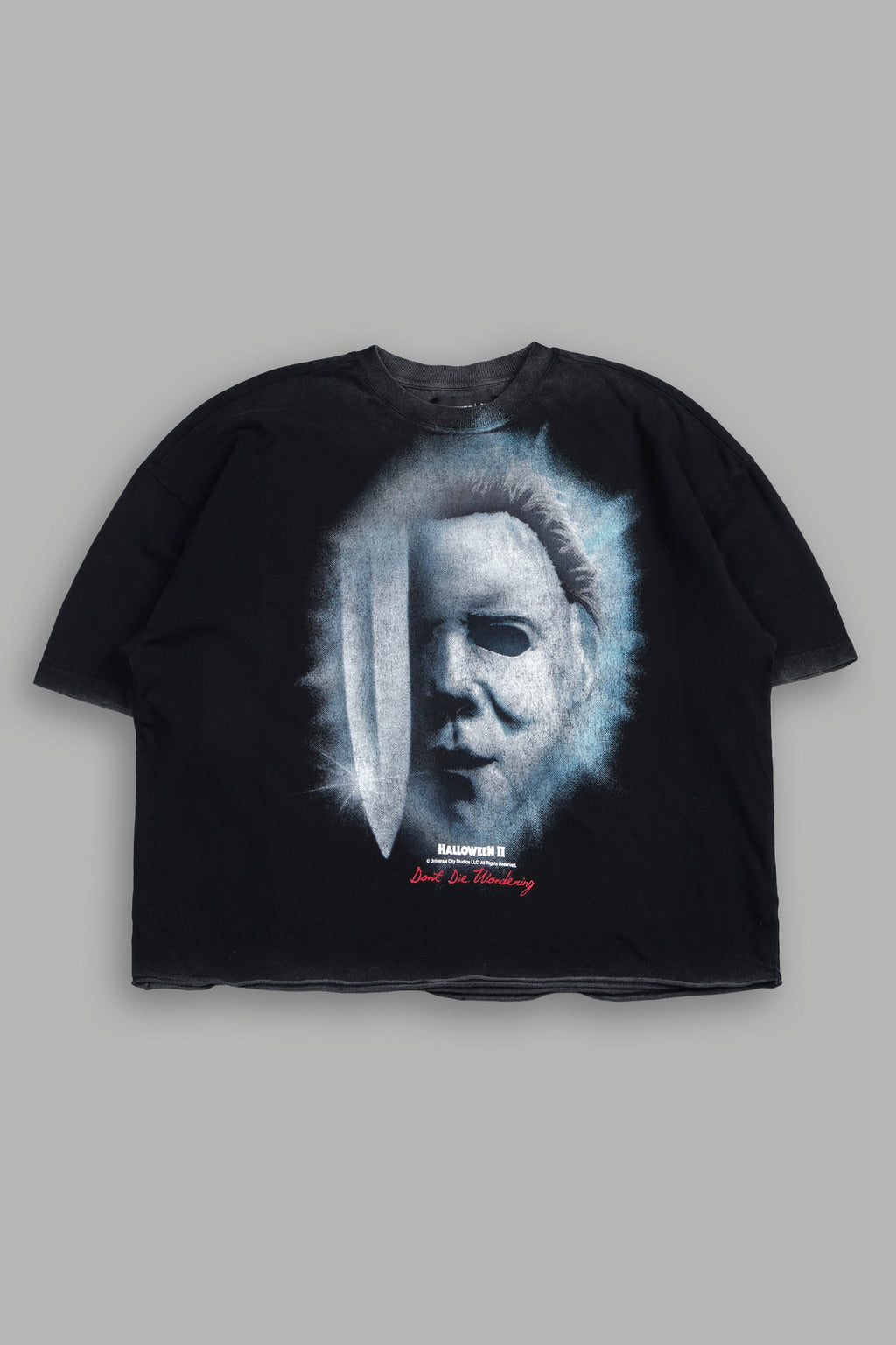 Night Blade Premium Raw Hem Box Cut Tee In Black