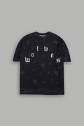 Studded Wolves Pyramid Premium Oversized Tee in Black Thorn Paisley — imagem 1