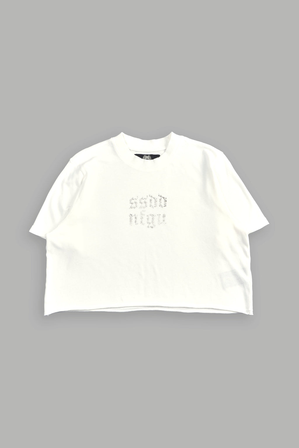 Crystal Code "Premium" Oversized (Cropped) Tee in Cream — imagem 2