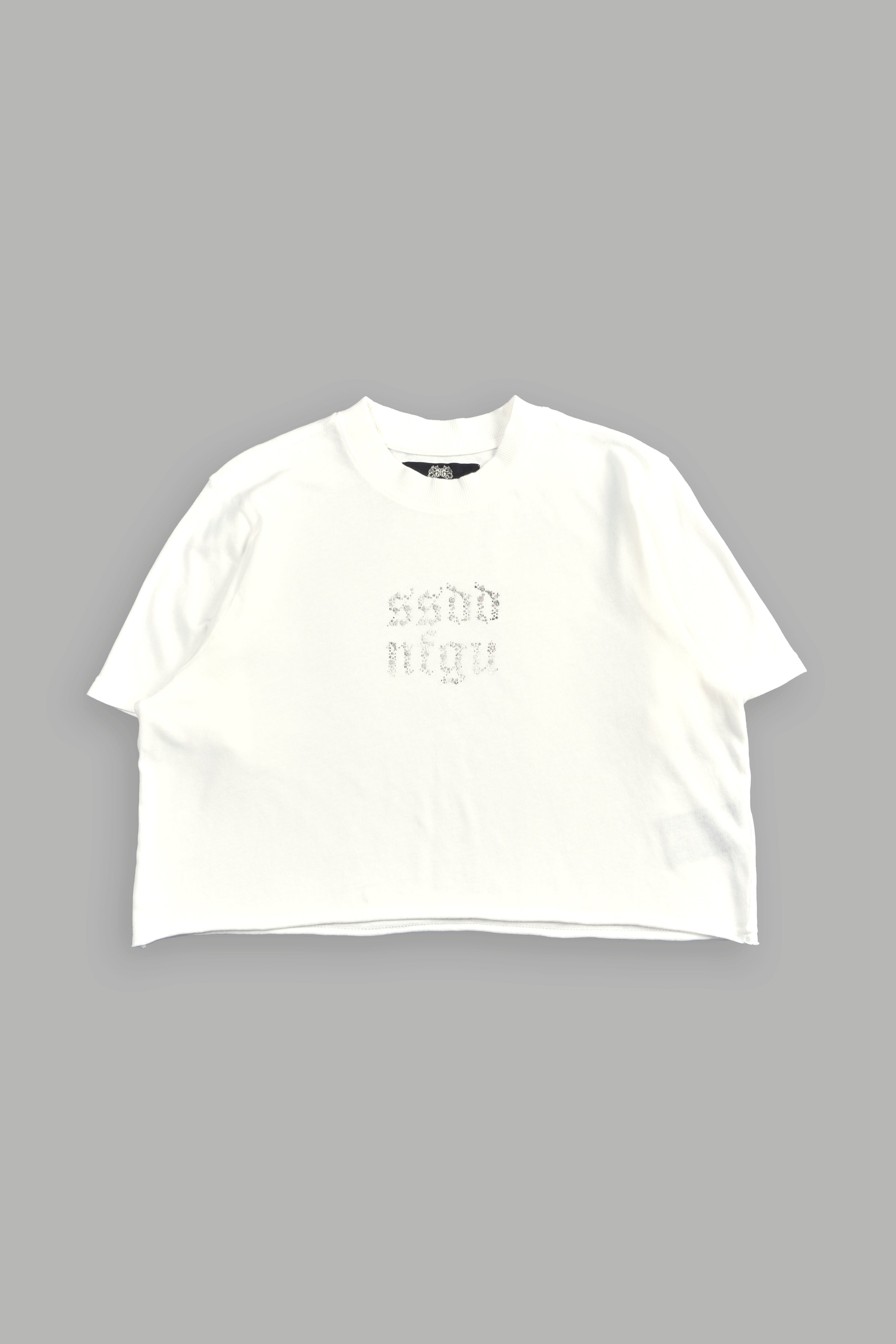 Crystal Code "Premium" Oversized (Cropped) Tee in Cream — imagem 2