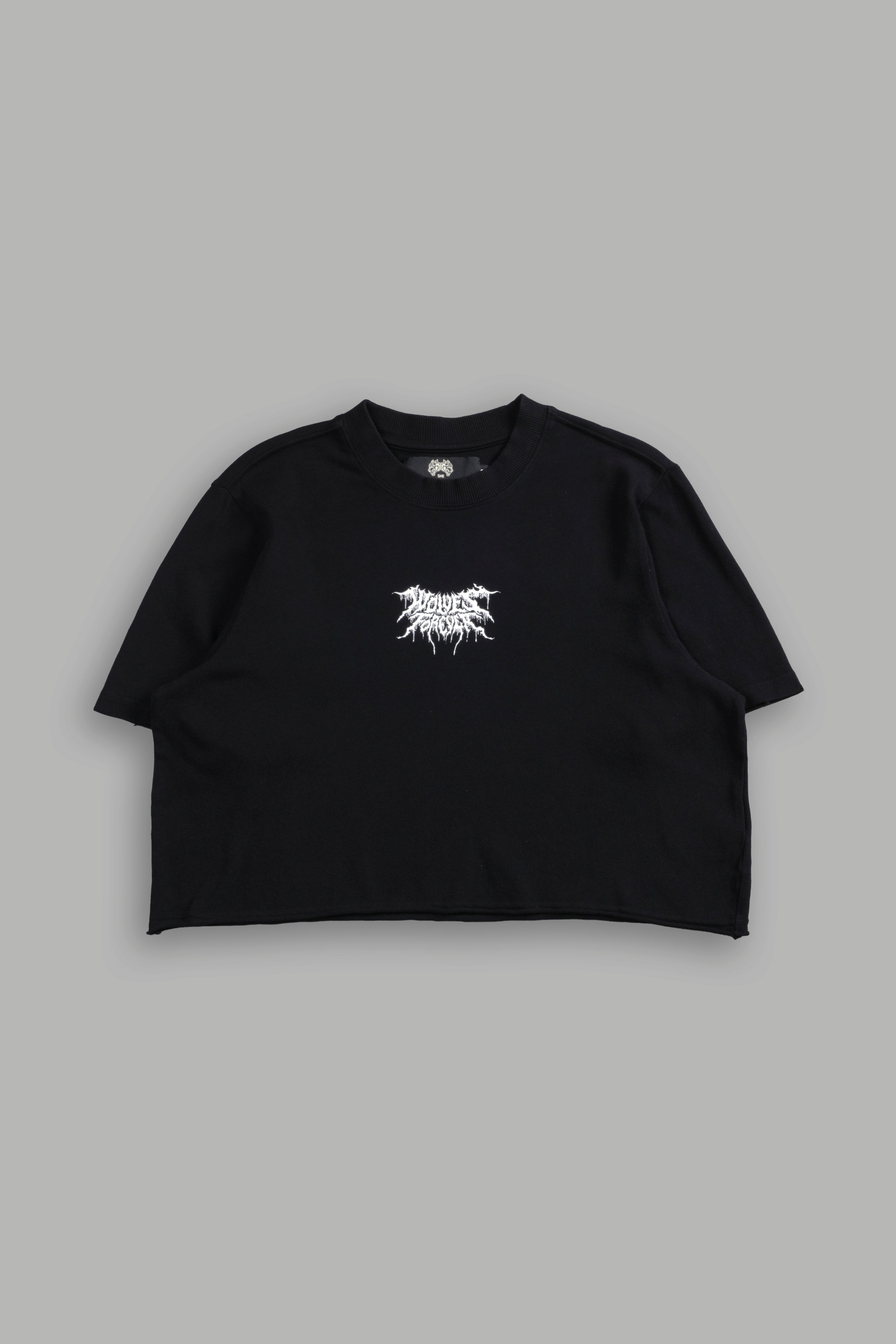 Drip Hesh Distressed Oversized (Cropped) Tee in Black — imagem 3