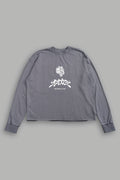 Okami Bushido Grunge Mid Length Raw Hem Ls Tee in Slate Gray — imagem 1