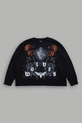 You Are the Reason Grunge Mid-Length Raw Hem LS Tee in Black — imagem 1