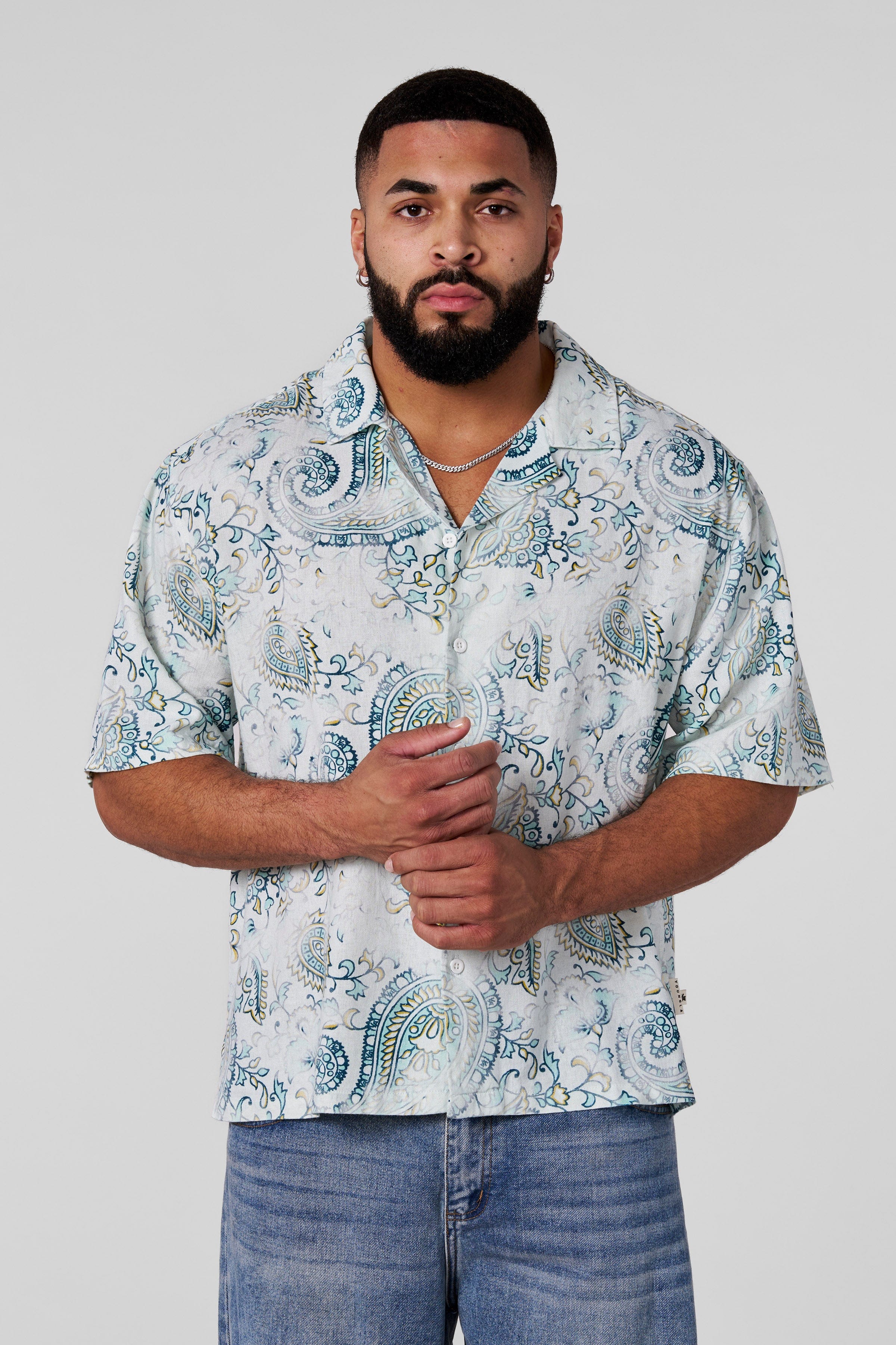 4093 - Mosaic Linen Button-Ups — imagem 6