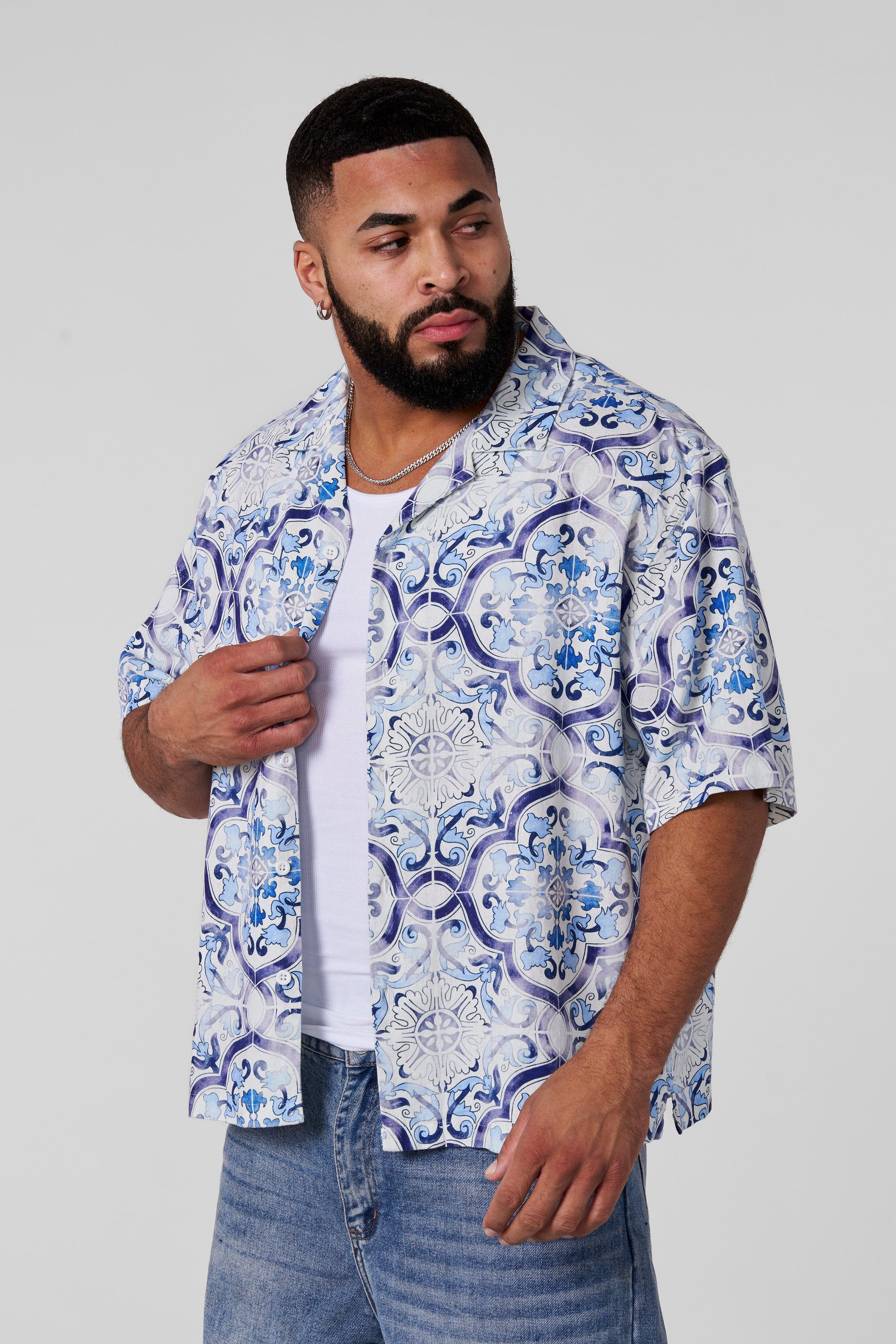 4093 - Mosaic Linen Button-Ups — imagem 7