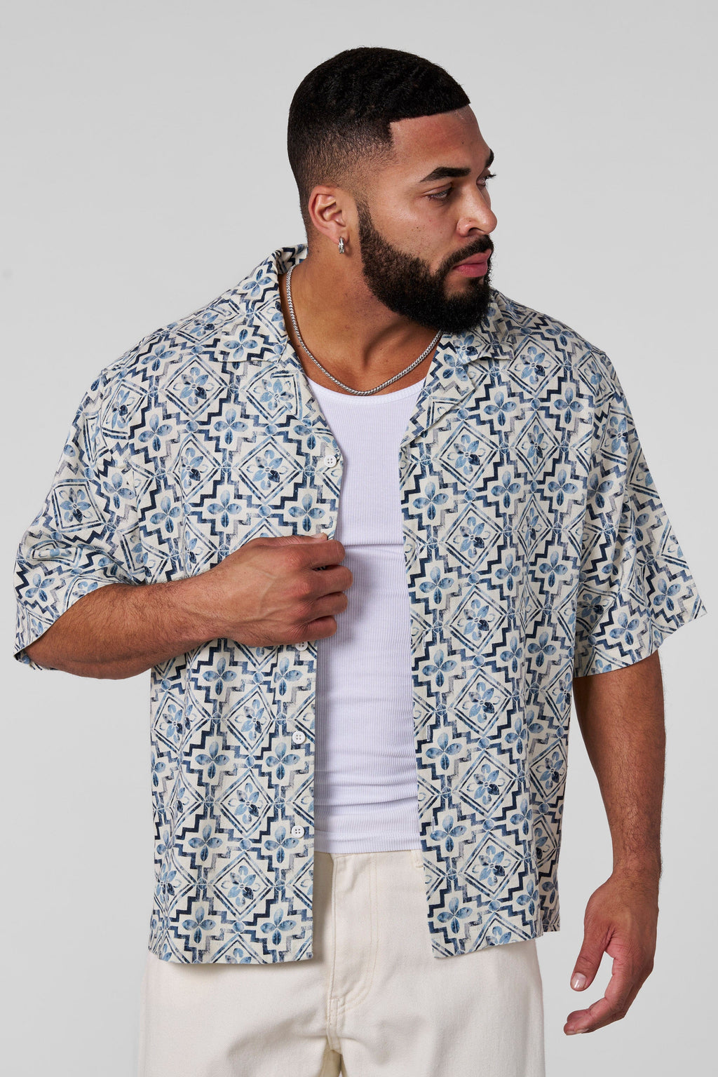 4093 - Mosaic Linen Button-Ups — imagem 2