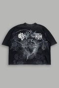 El Rosario Grunge Raw Hem Box Cut Tee In Black