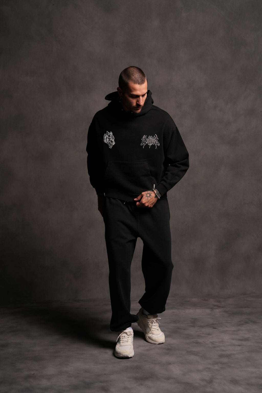 Wolf Hesh FRVR "Grunge" Box Cut Hoodie in Black