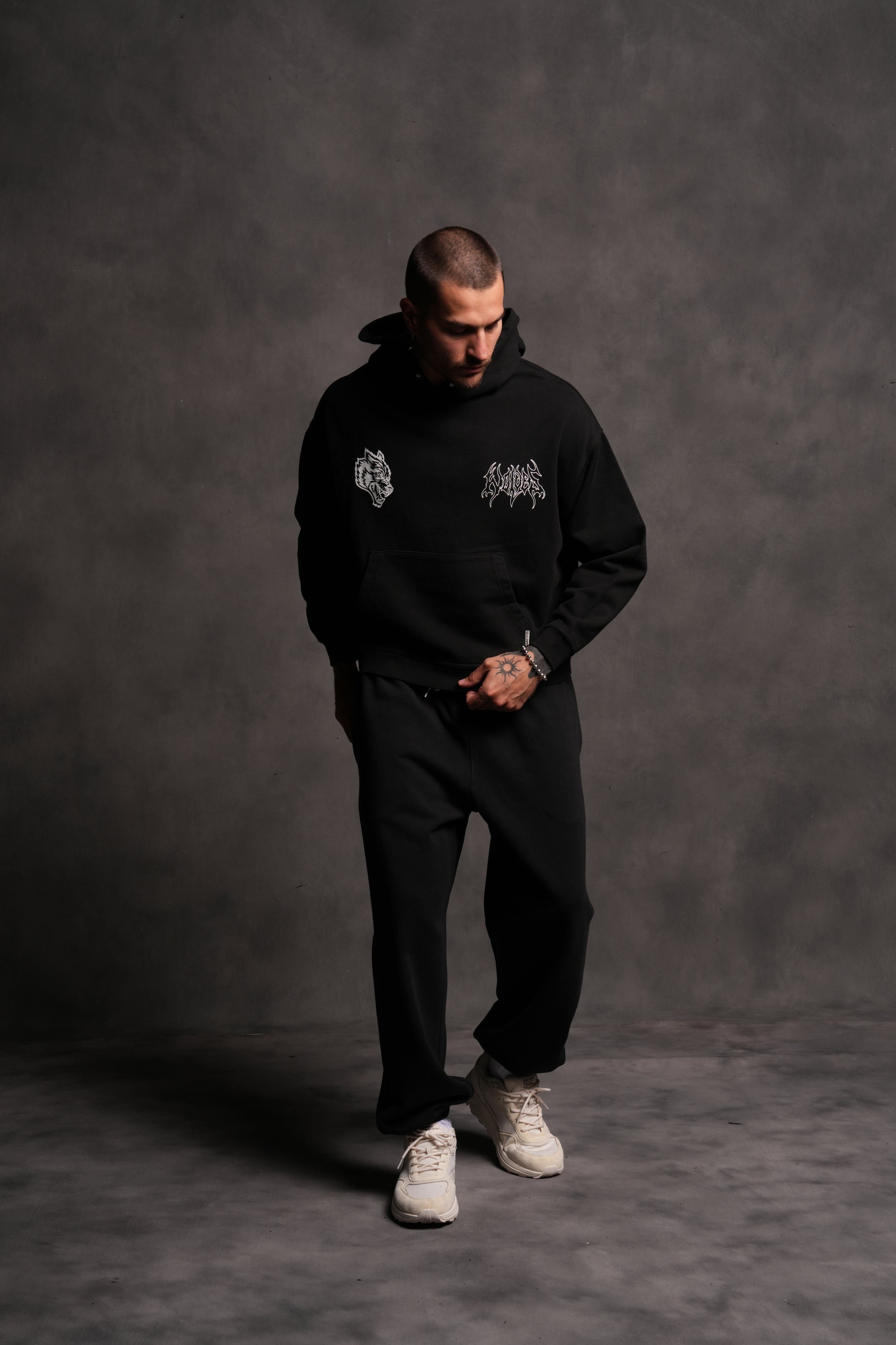 Wolf Hesh FRVR "Grunge" Box Cut Hoodie in Black