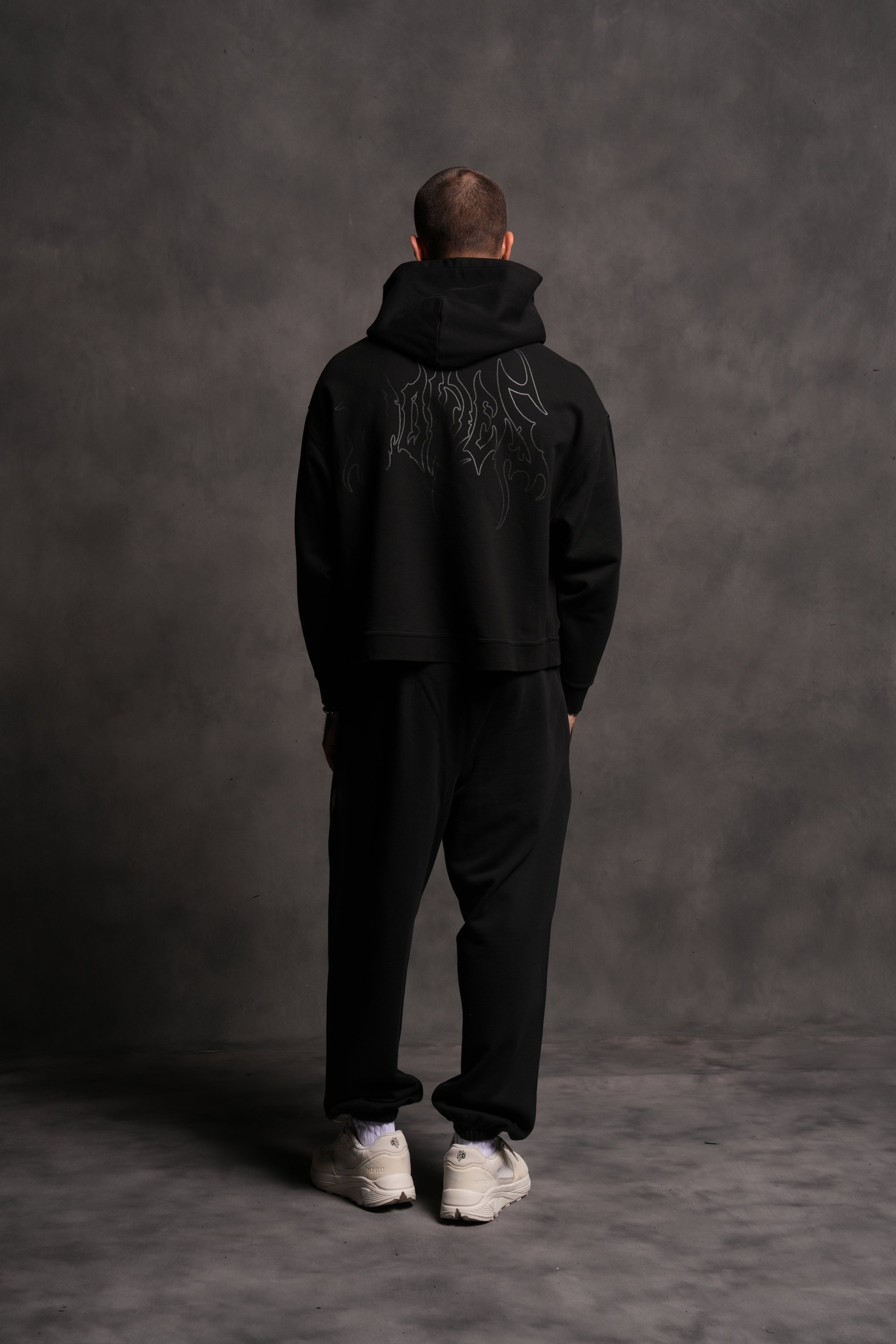 Wolf Hesh FRVR "Grunge" Box Cut Hoodie in Black