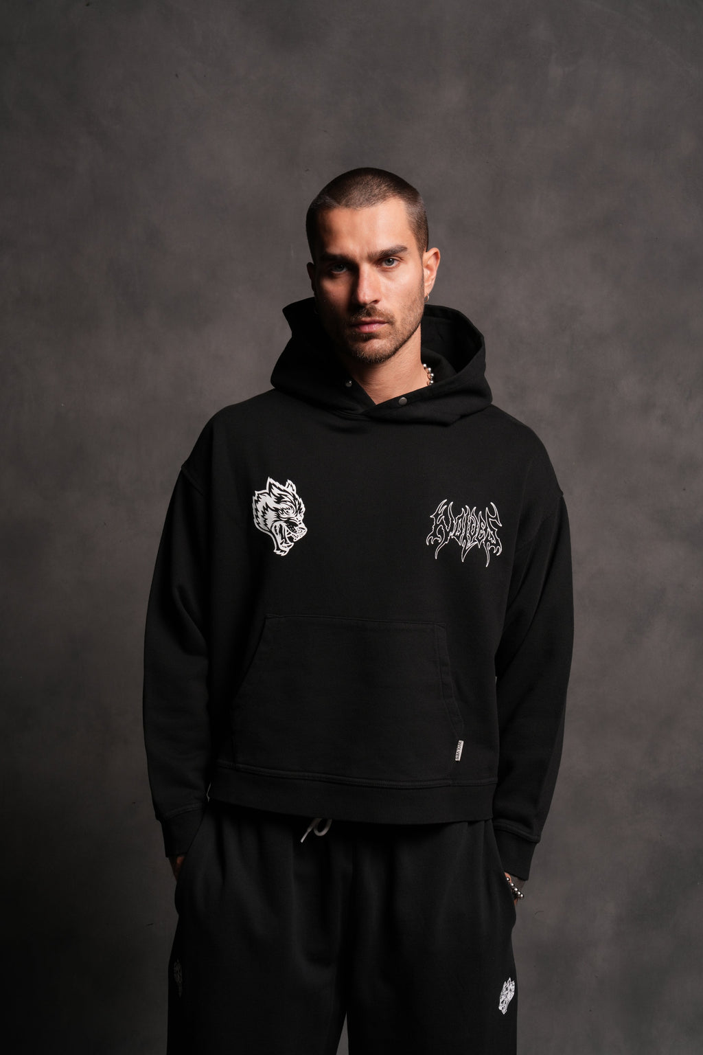 Wolf Hesh FRVR "Grunge" Box Cut Hoodie in Black