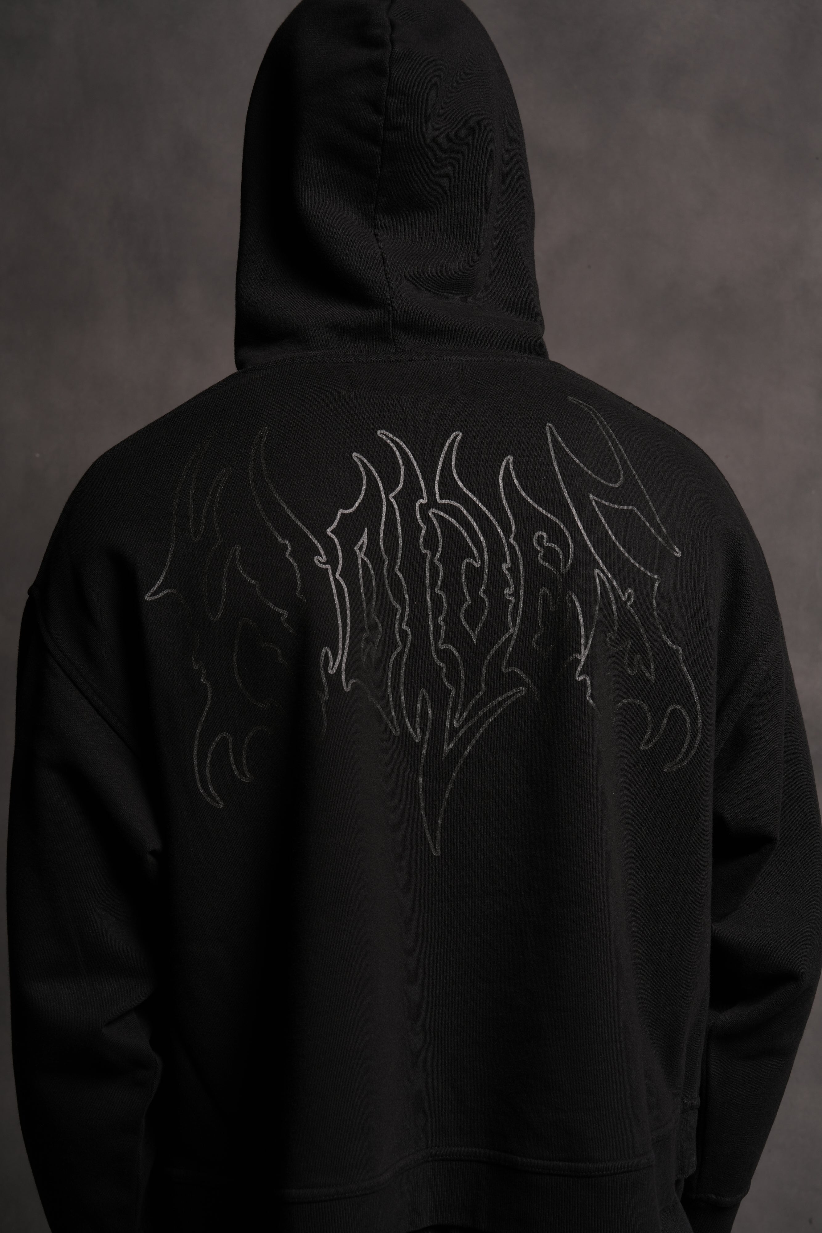 Wolf Hesh FRVR "Grunge" Box Cut Hoodie in Black