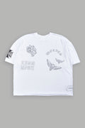 Flash Core Grunge Mid Length Raw Hem Tee In White - imagem 1
