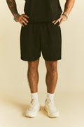Dual Oversized Post Lounge Sweat Shorts in Black Sun Fade/Black — imagem principal