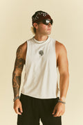Loyalty Forever Grunge Raw Cropped "Tommy" Muscle Tee  in Cream — imagem principal