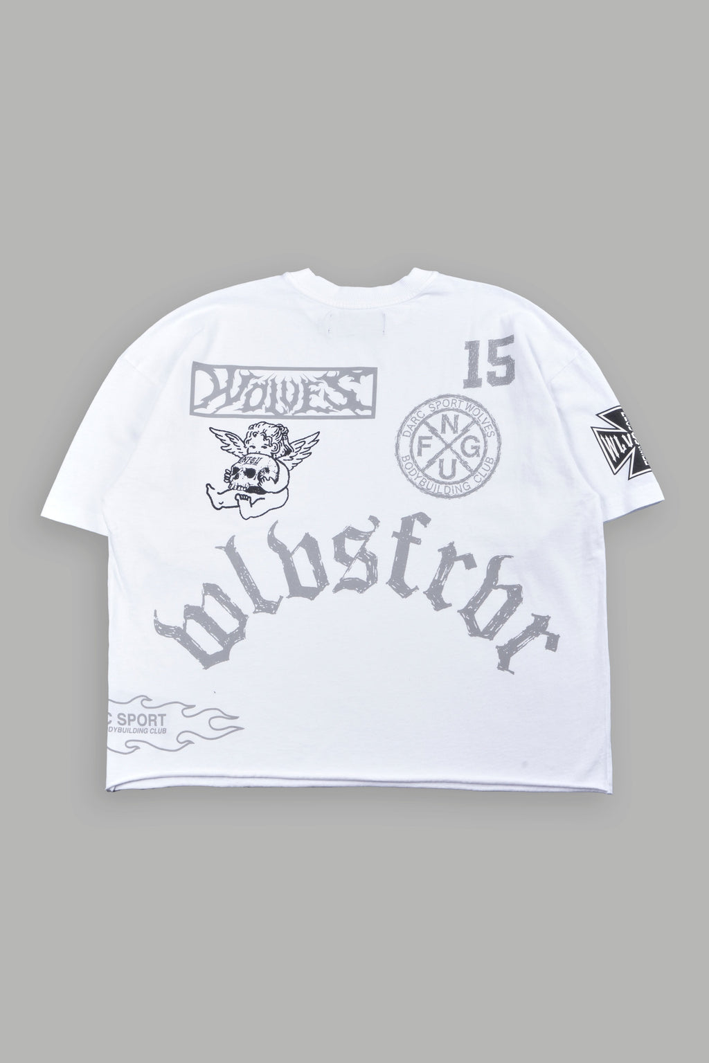 Flash Core Grunge Mid Length Raw Hem Tee In White - imagem 3