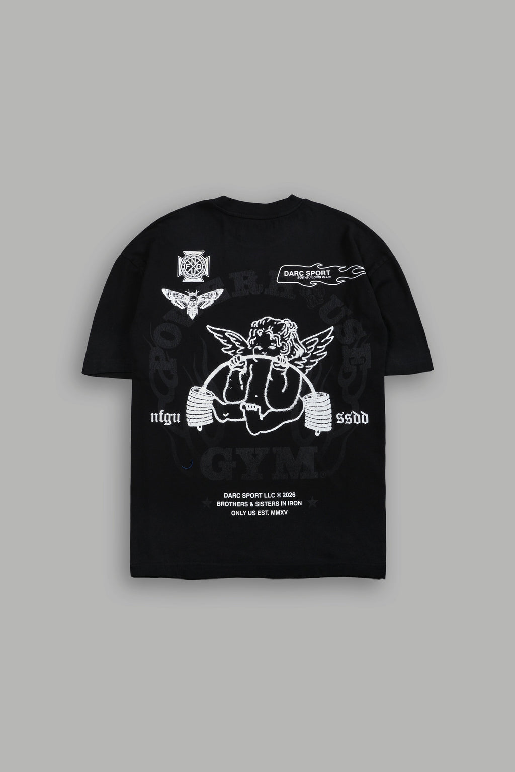 Powerhouse of the Cherub Unisex Premium Oversized Tee in Black Drift Wash — imagem 1