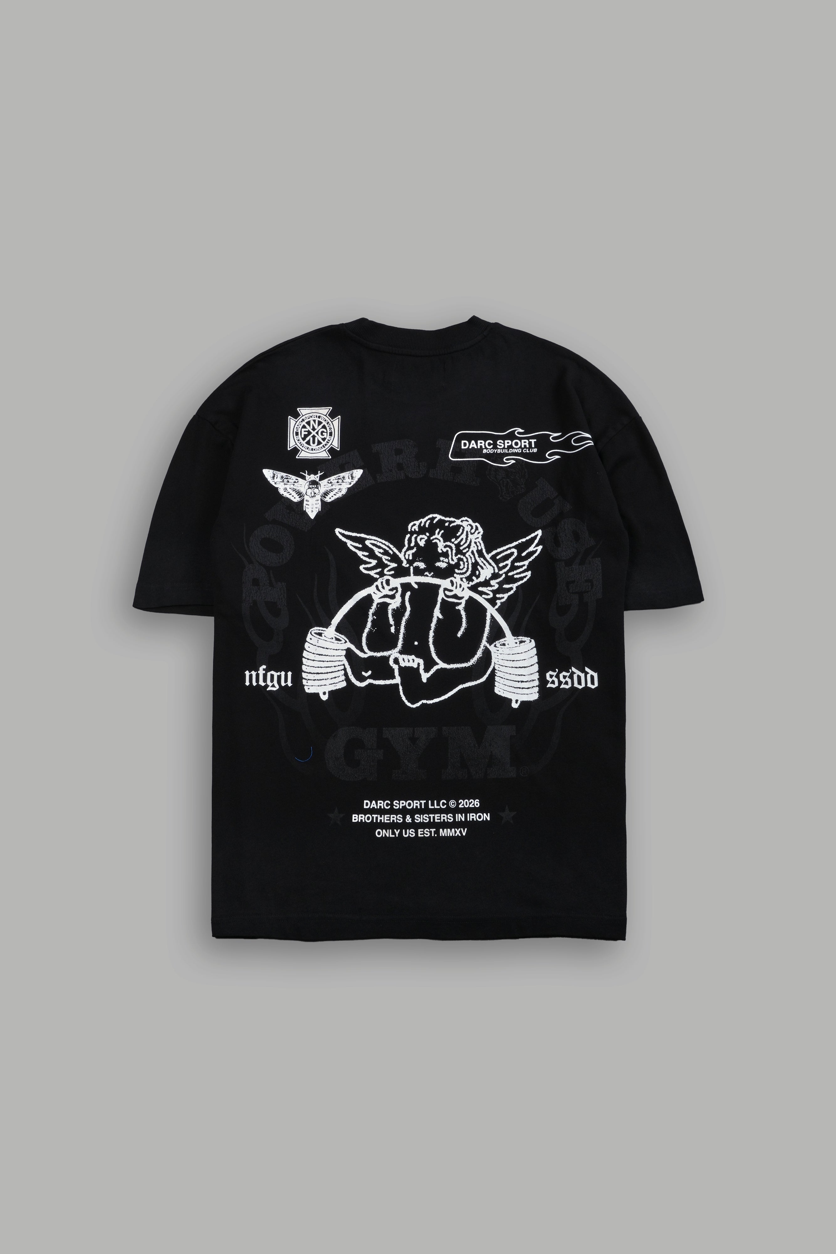 Powerhouse of the Cherub Unisex Premium Oversized Tee in Black Drift Wash — imagem 1