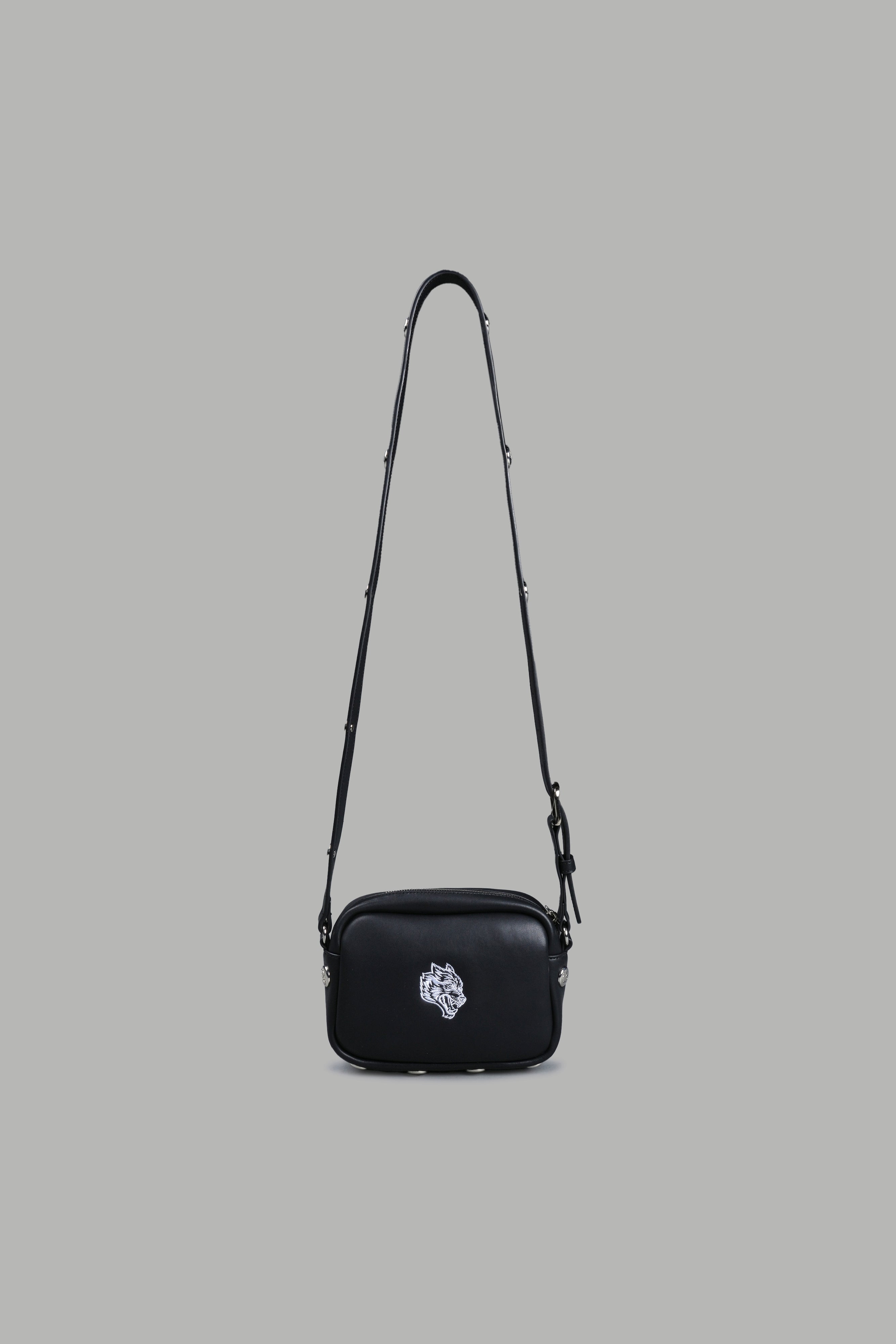 Wolf Head Rodman Leather Side Bag in Black — imagem 2