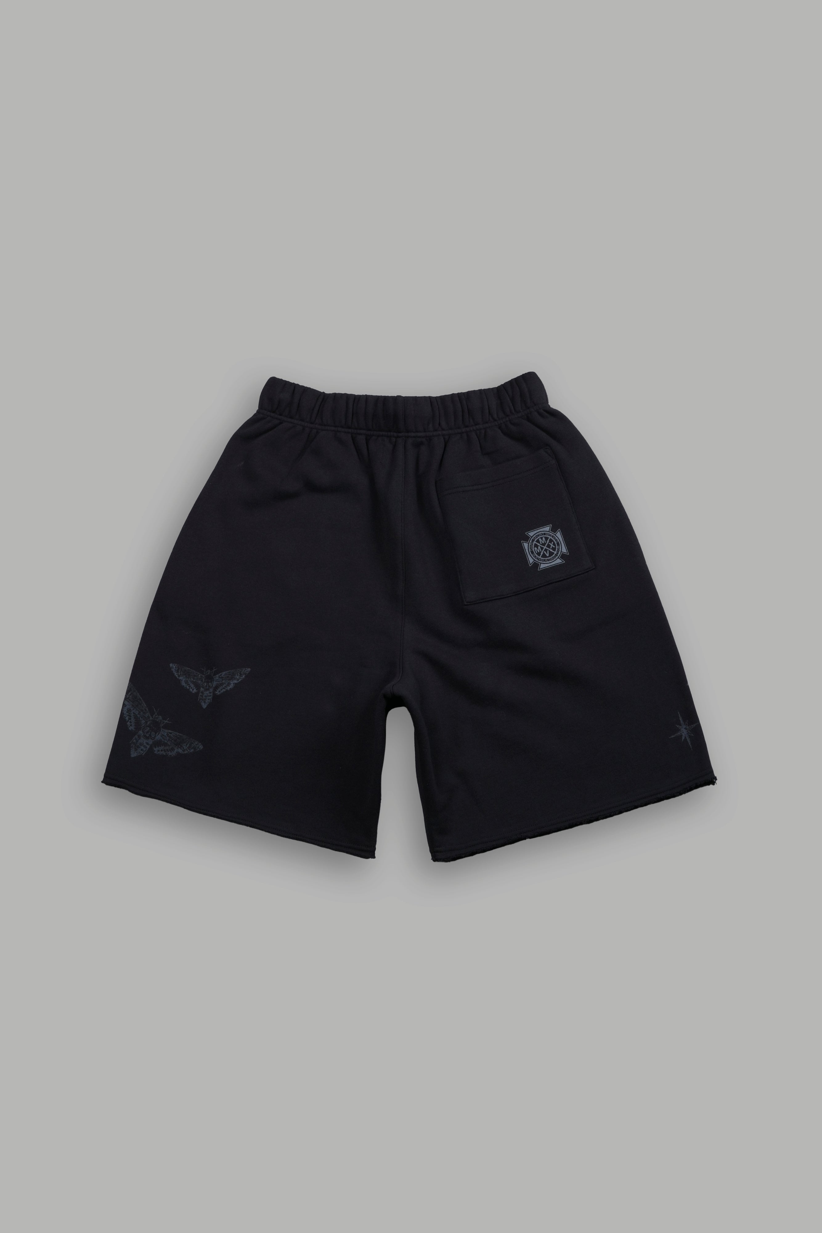 Homage To La Raw Hem Oversized Post Lounge Sweat Shorts in Black — imagem 3