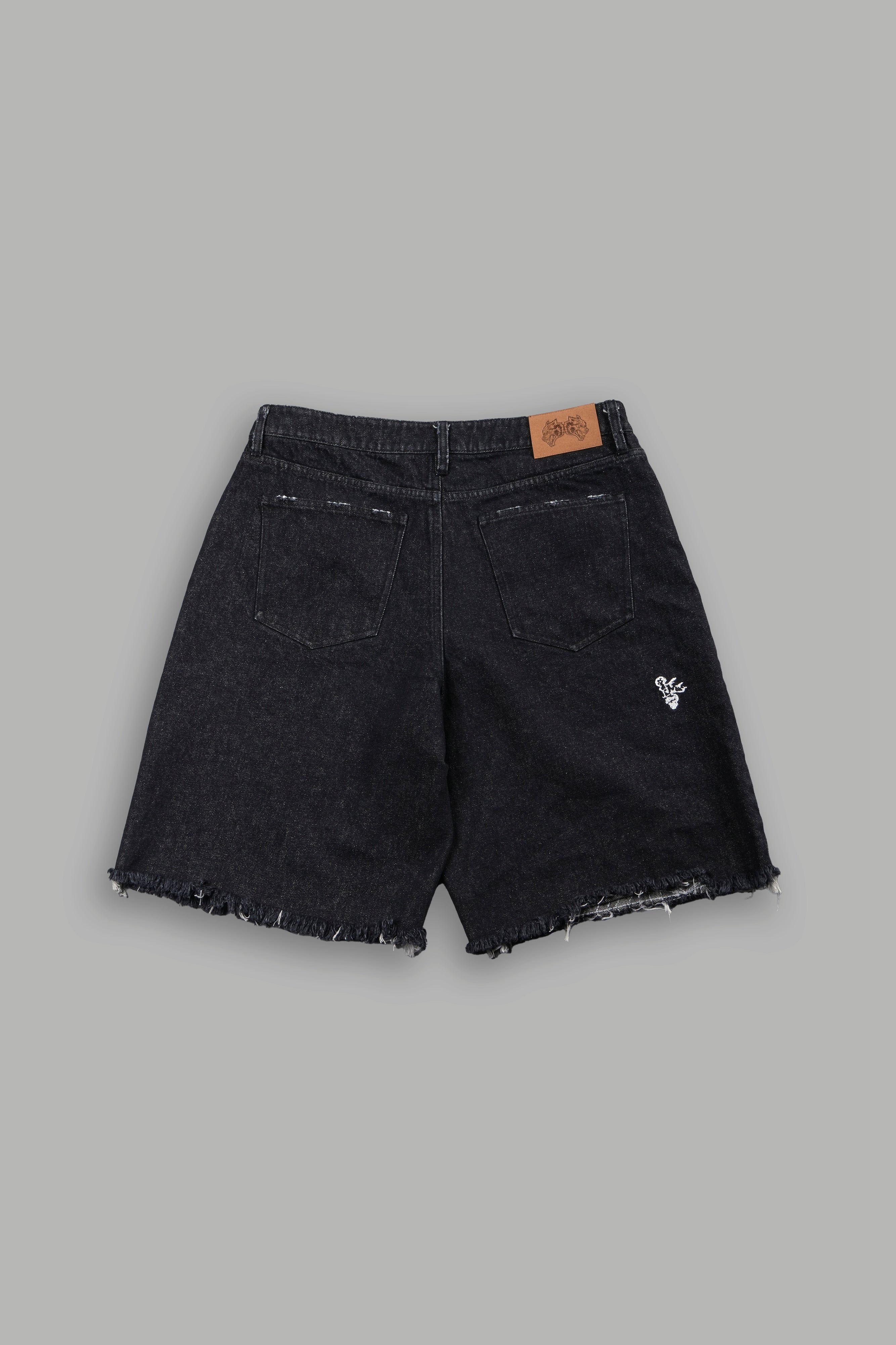 Sashiko Webs Ash Denim Jean Short in Black