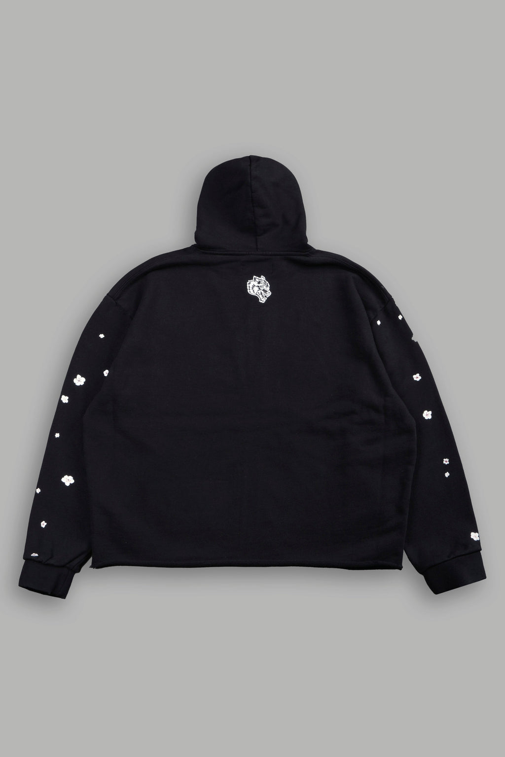 Ssddnfgu Bushido Distressed Grunge Mid Length Raw Hem Zip Hoodie in Black — imagem 3