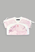 She Wave She Laced Crop Jersey Top in Blush Pink