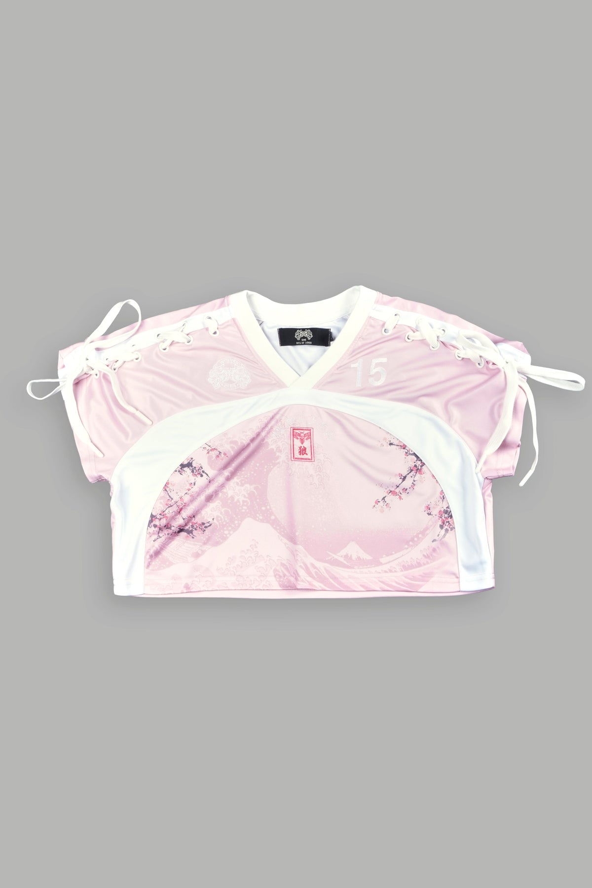 She Wave She Laced Crop Jersey Top in Blush Pink