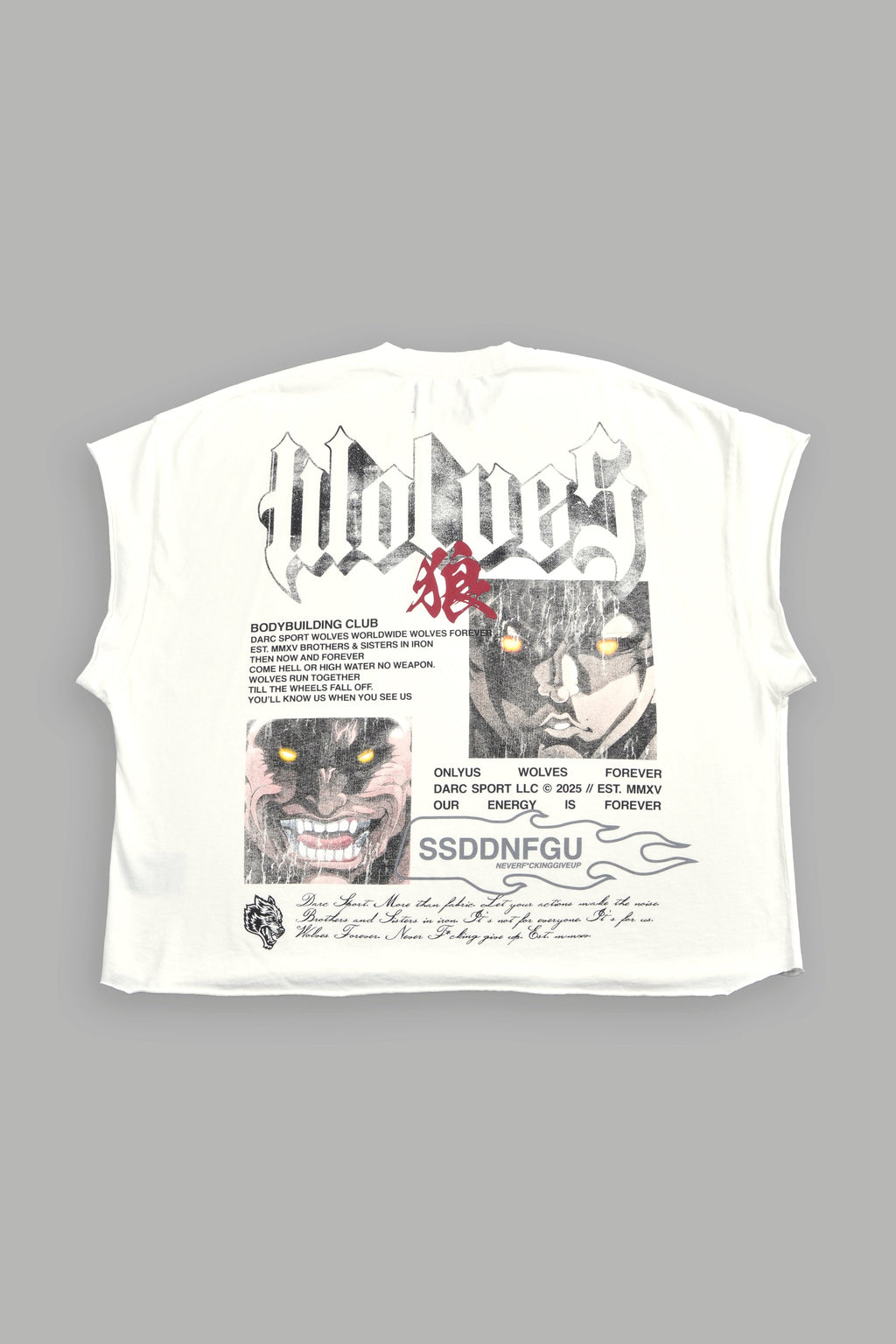 Hanma Legacy Grunge Cut-Off Tee in Cream — imagem 1