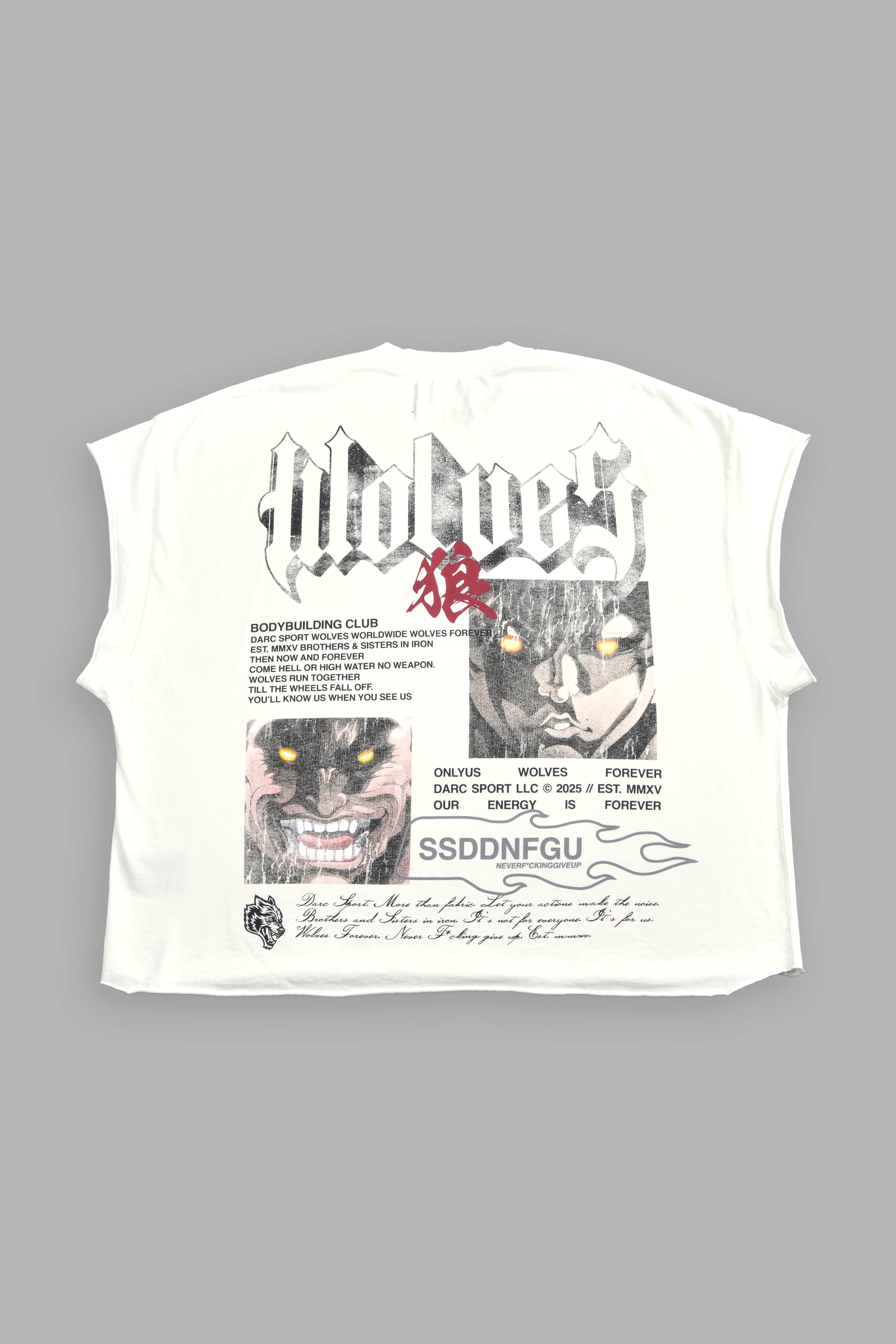 Hanma Legacy Grunge Cut-Off Tee in Cream — imagem 1