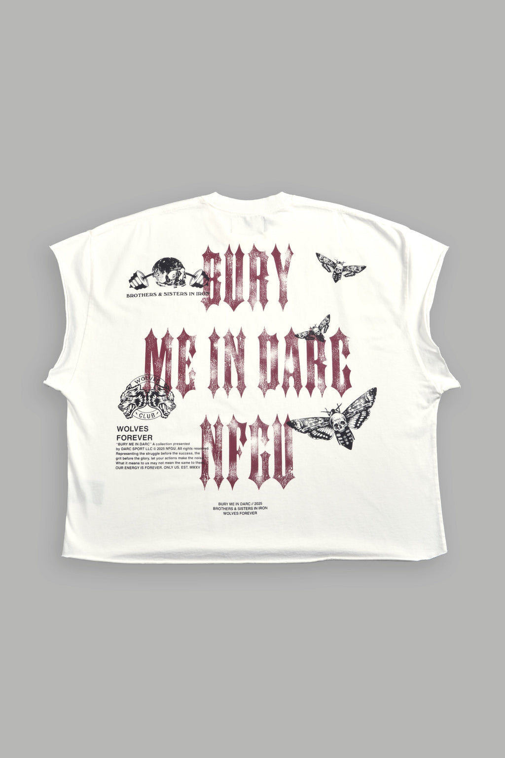 Bury Me in Darc Forever Grunge Cut-Off Tee in Cream — imagem 1