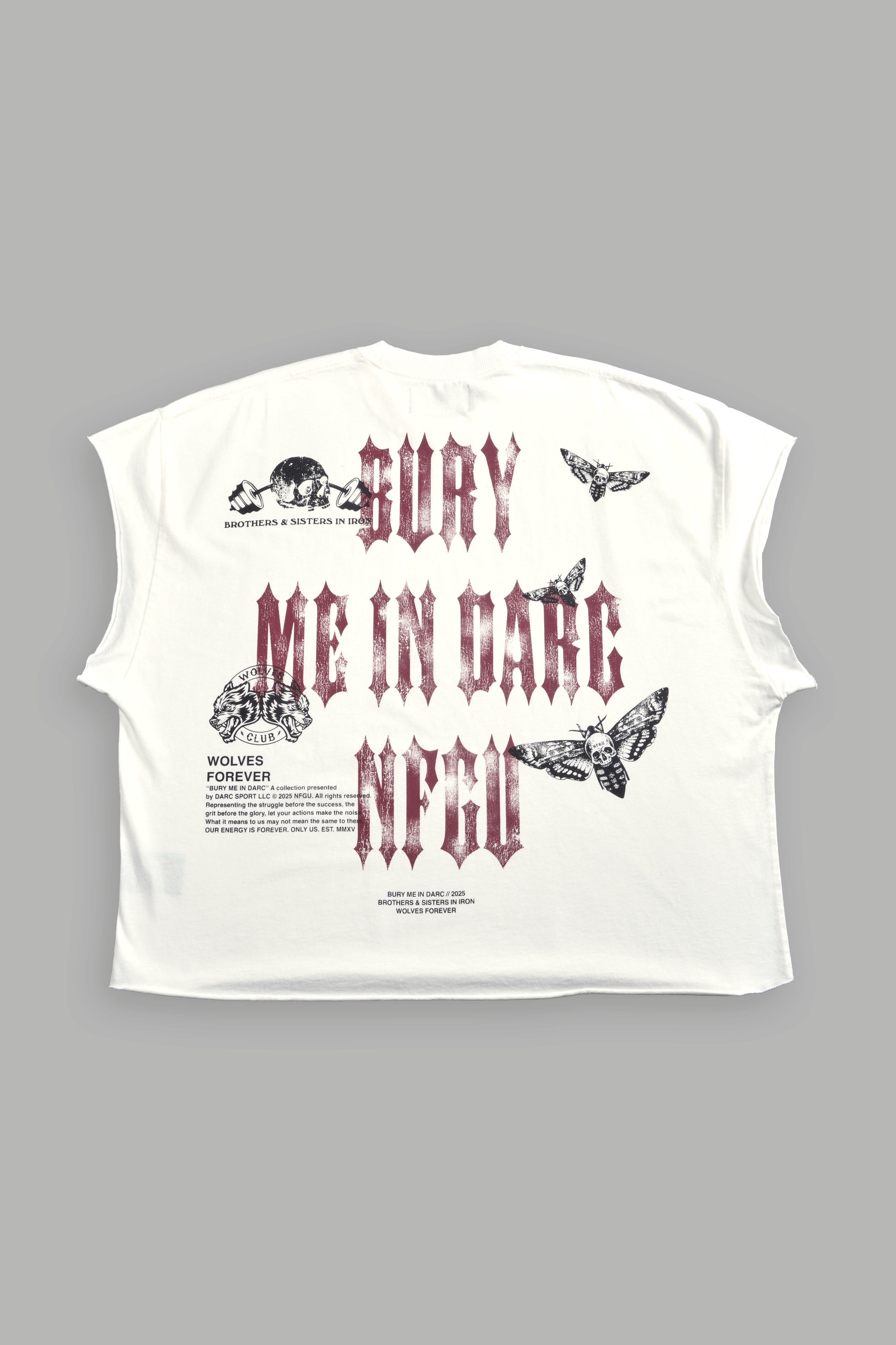 Bury Me in Darc Forever Grunge Cut-Off Tee in Cream — imagem 1