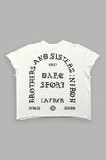 La Cherub Grunge Mid Length Raw Hem Cap Sleeve Tee in Cream — imagem 1