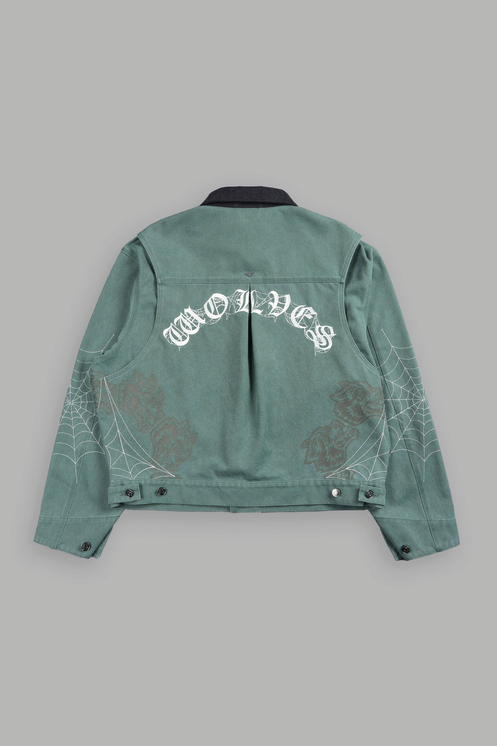 Sashiko Wolves Lunnis Jacket in Owen Green