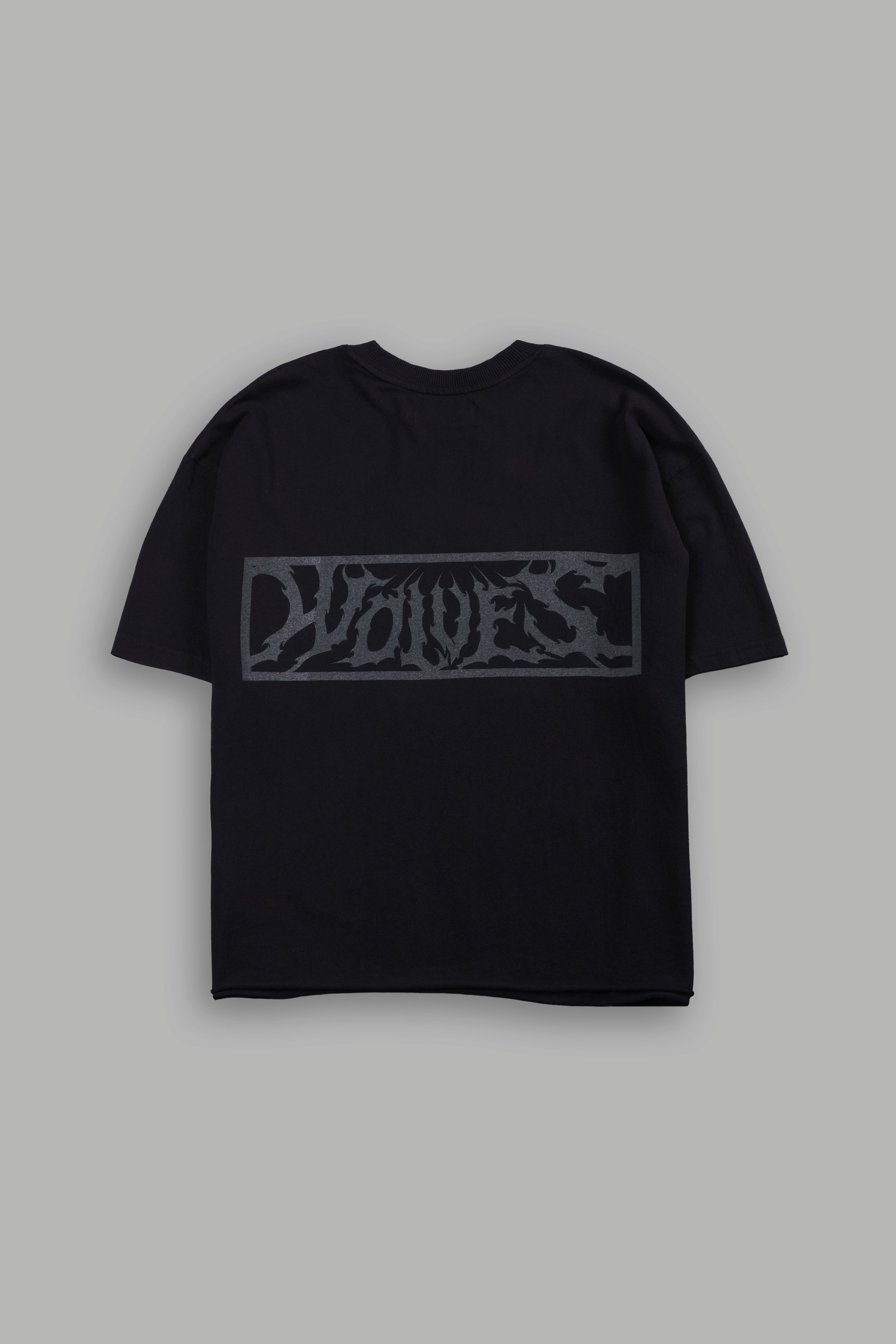 Punisher Grunge Mid-Length Raw Hem Tee in Black