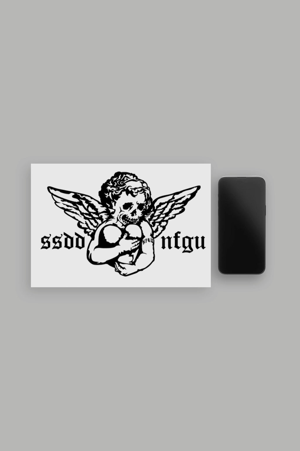 Shielded Heart Large Sticker in Black — imagem 2