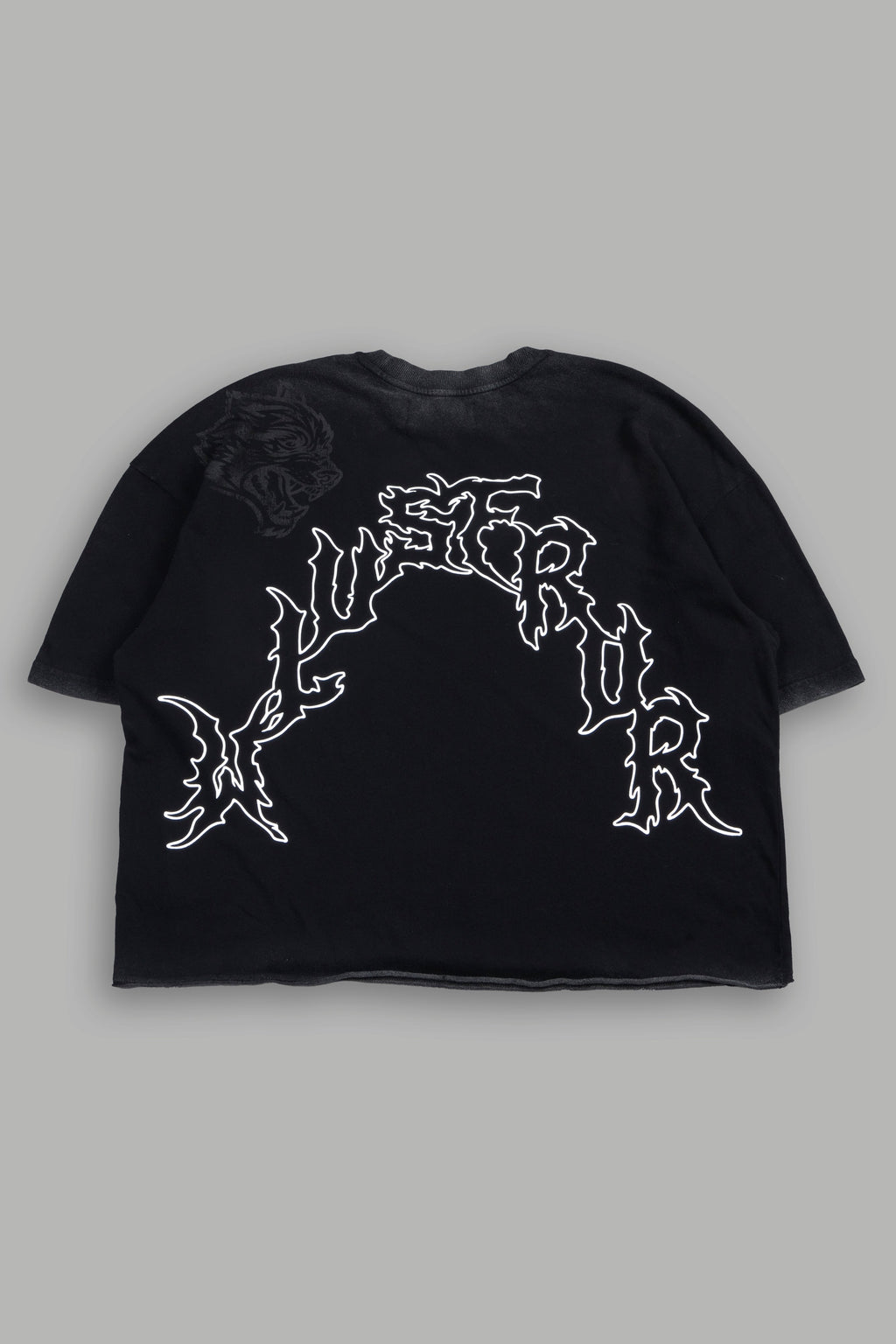 Night Blade Premium Raw Hem Box Cut Tee In Black