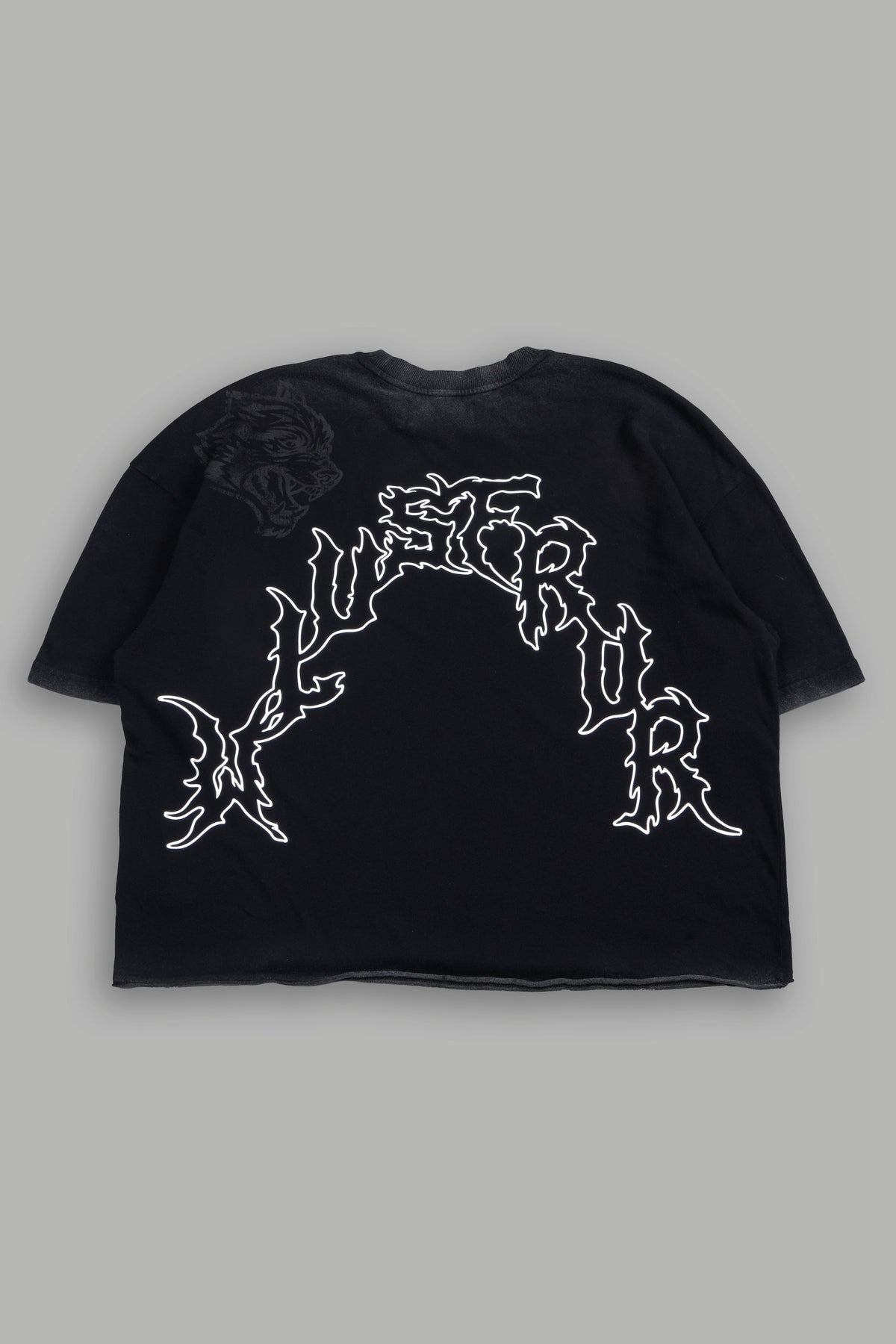 Night Blade Premium Raw Hem Box Cut Tee In Black