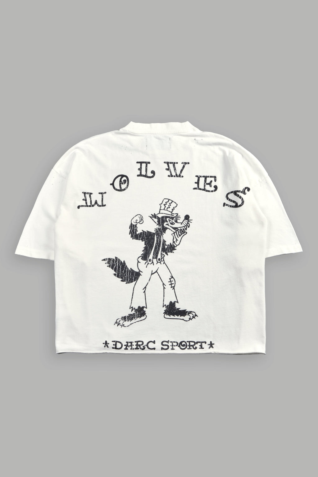 Big Bad Wolf Pyramd Distressed Grunge Box Cut Tee V2 in Cream