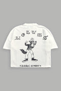 Big Bad Wolf Pyramd Distressed Grunge Box Cut Tee V2 in Cream