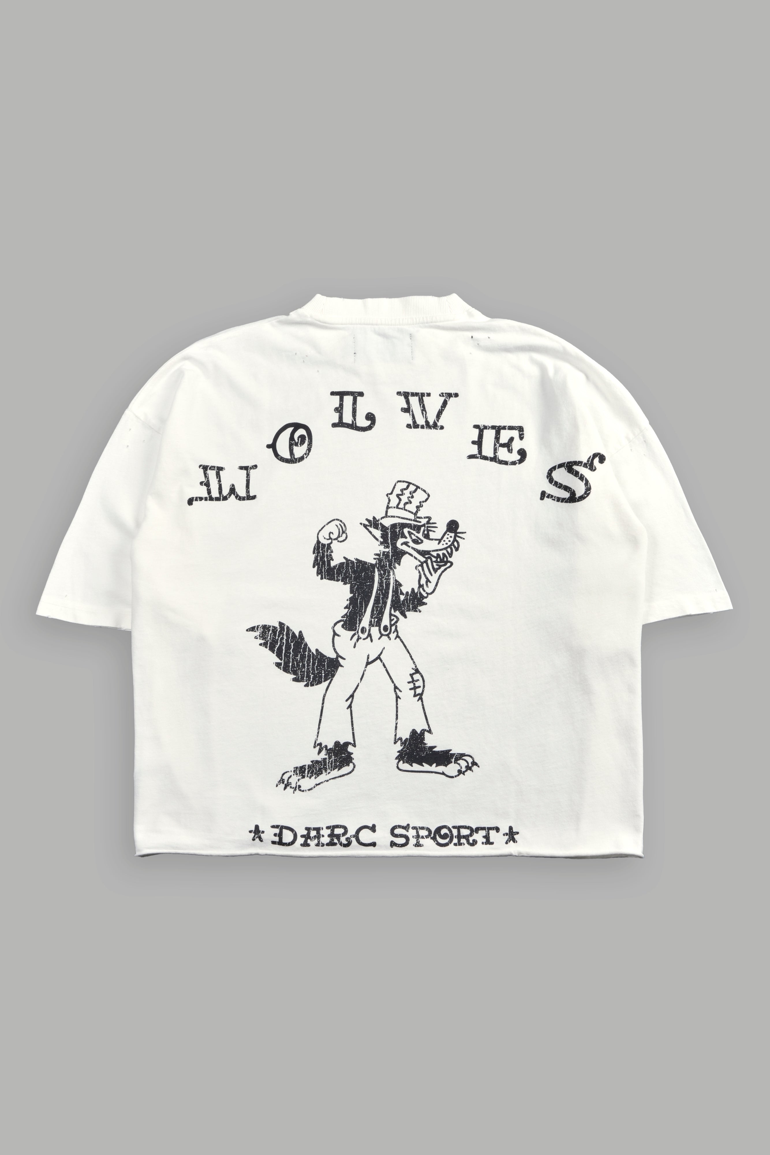 Big Bad Wolf Pyramd Distressed Grunge Box Cut Tee V2 in Cream