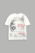 Flame Skull Premium Oversized Tee in Cream — imagem 1