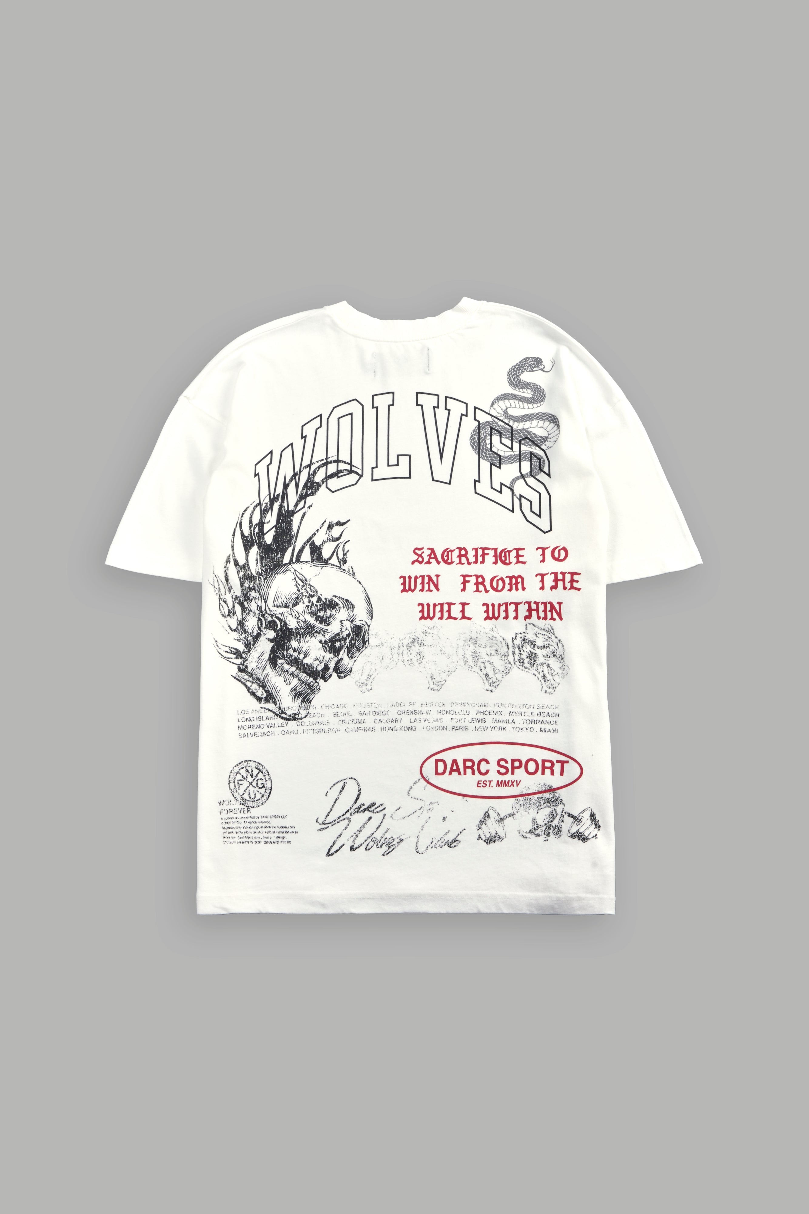 Flame Skull Premium Oversized Tee in Cream — imagem 1