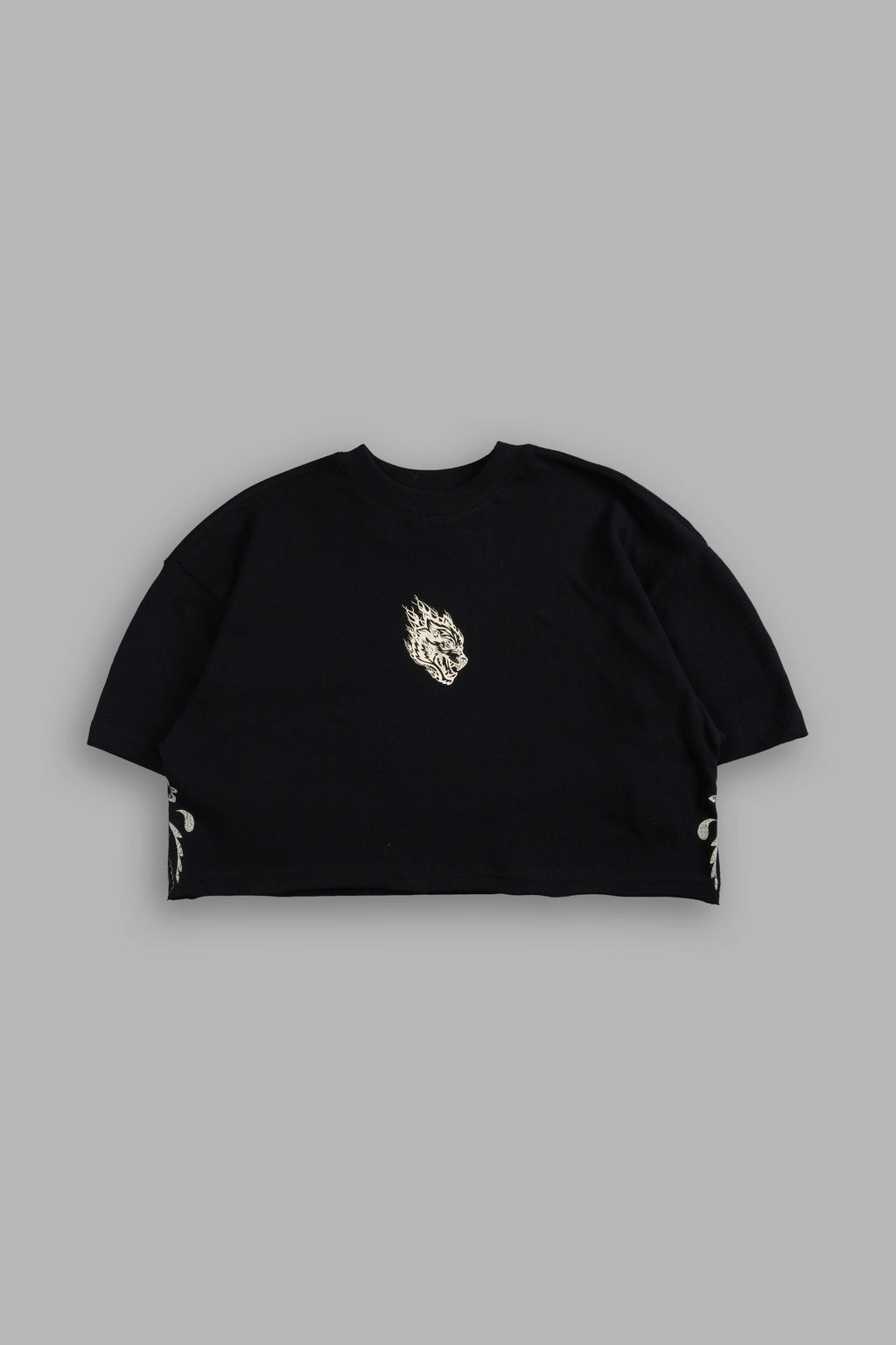 Faded Paisley Premium Oversized Cropped Tee in Black — imagem 5