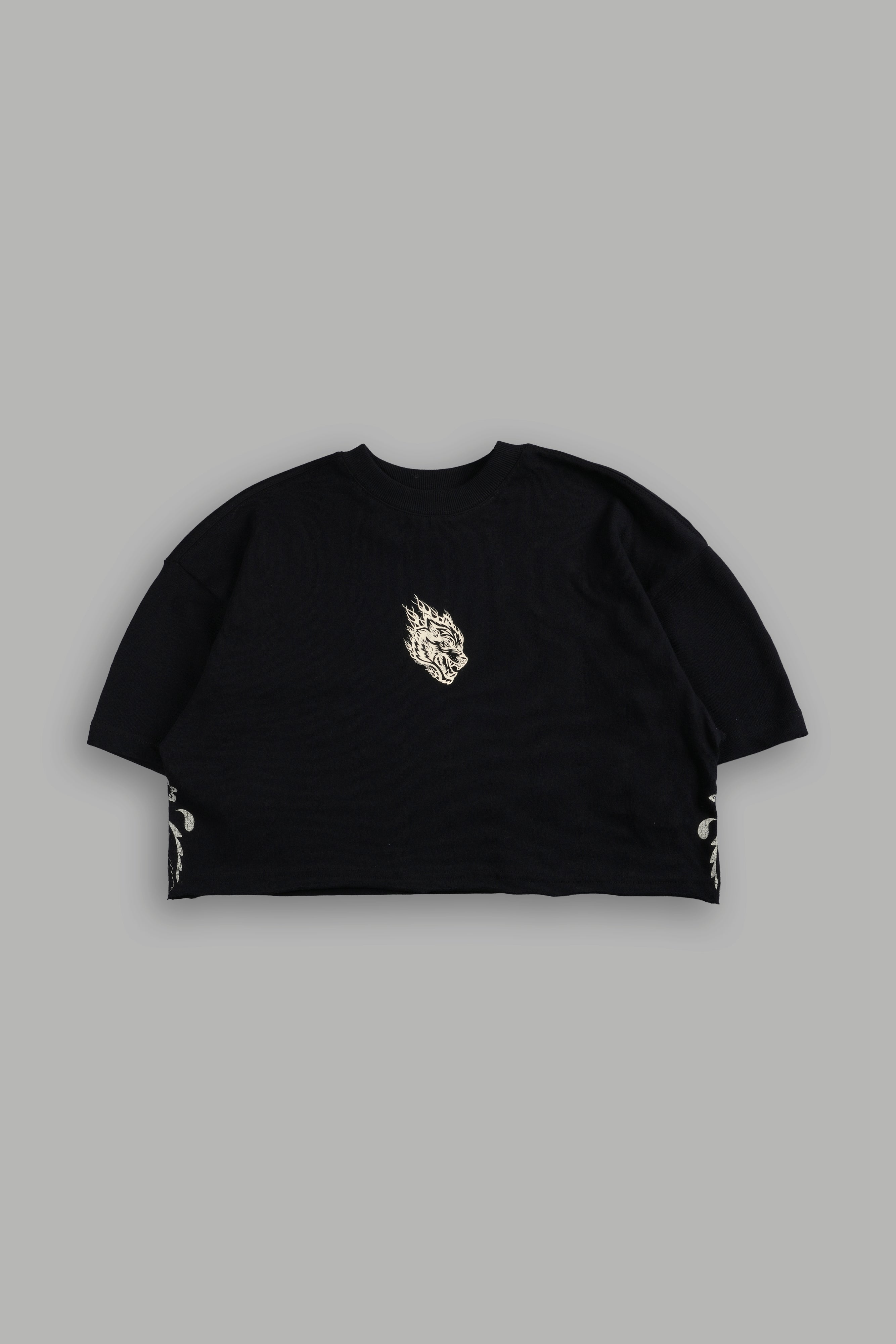 Faded Paisley Premium Oversized Cropped Tee in Black — imagem 5