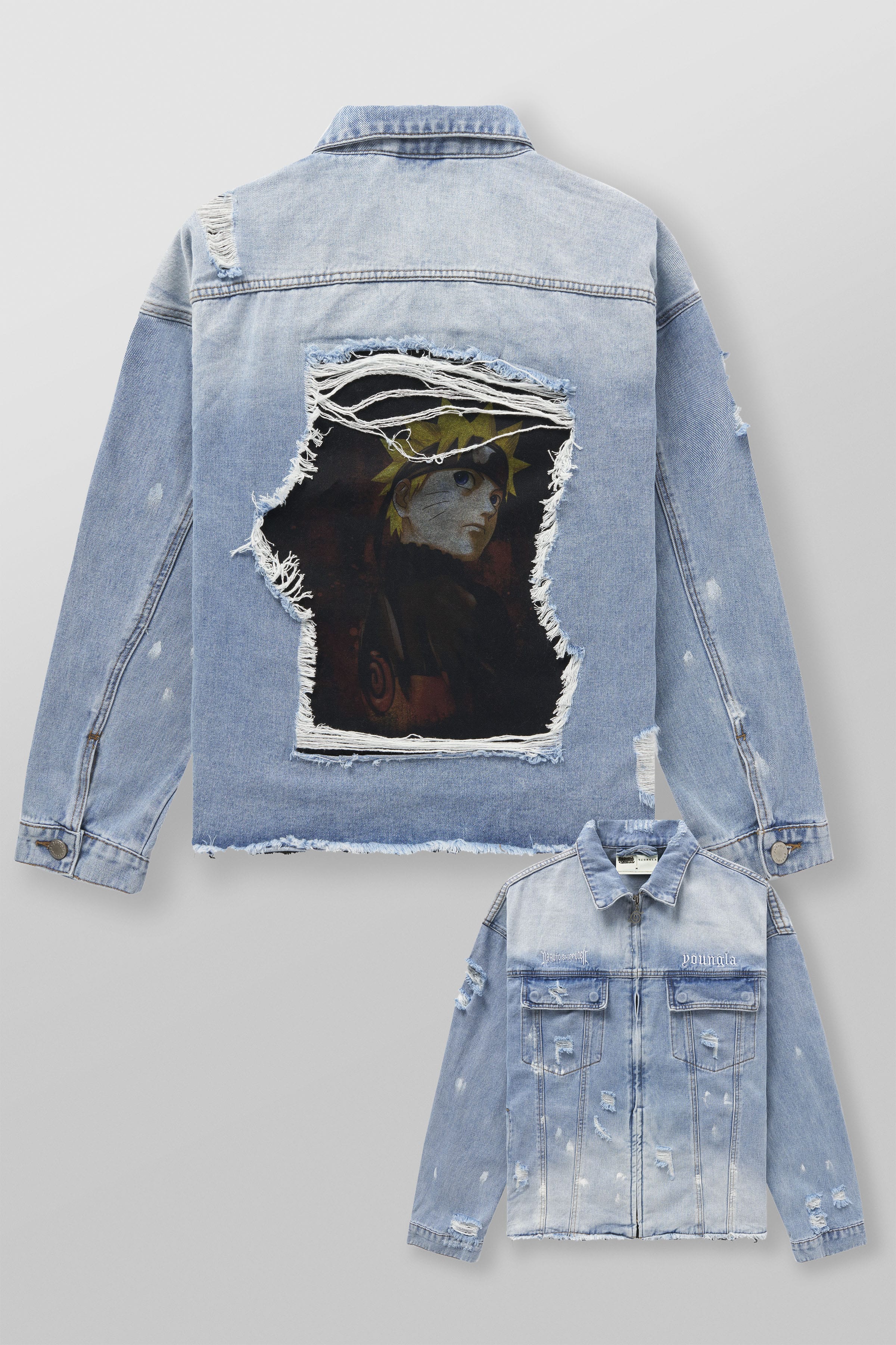 5133 - Naruto Distressed Denim Jackets — imagem 7