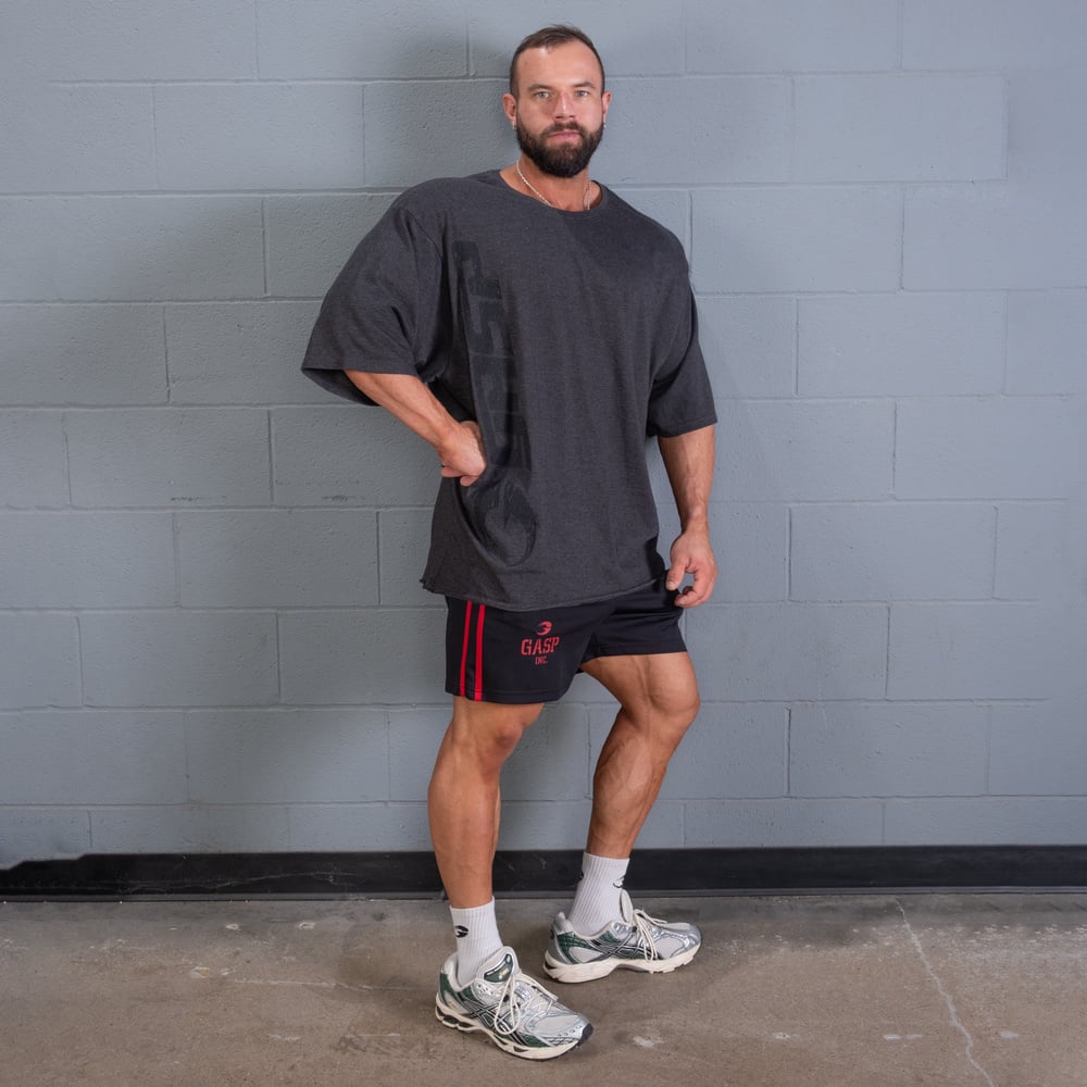 2 Stripe Standard Mesh Shorts 4" - Black/Red - imagem 5